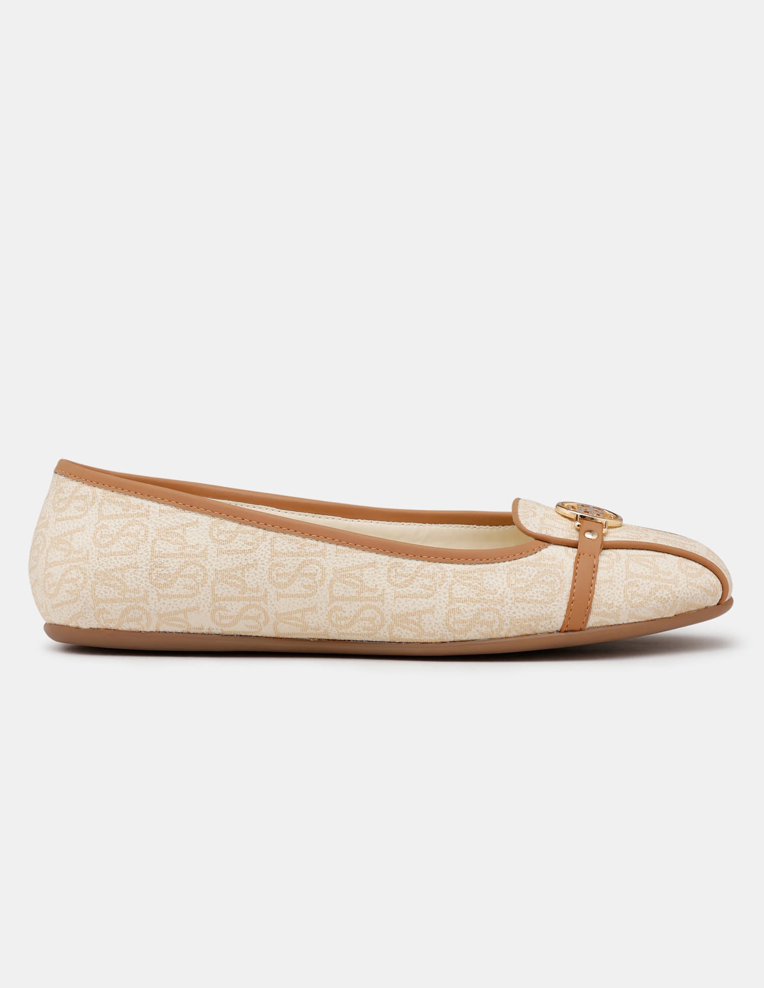 Women Alina 3.0 Brand Printed Round Toe Ballerinas Off White - U.S. Polo Assn. India | Large
