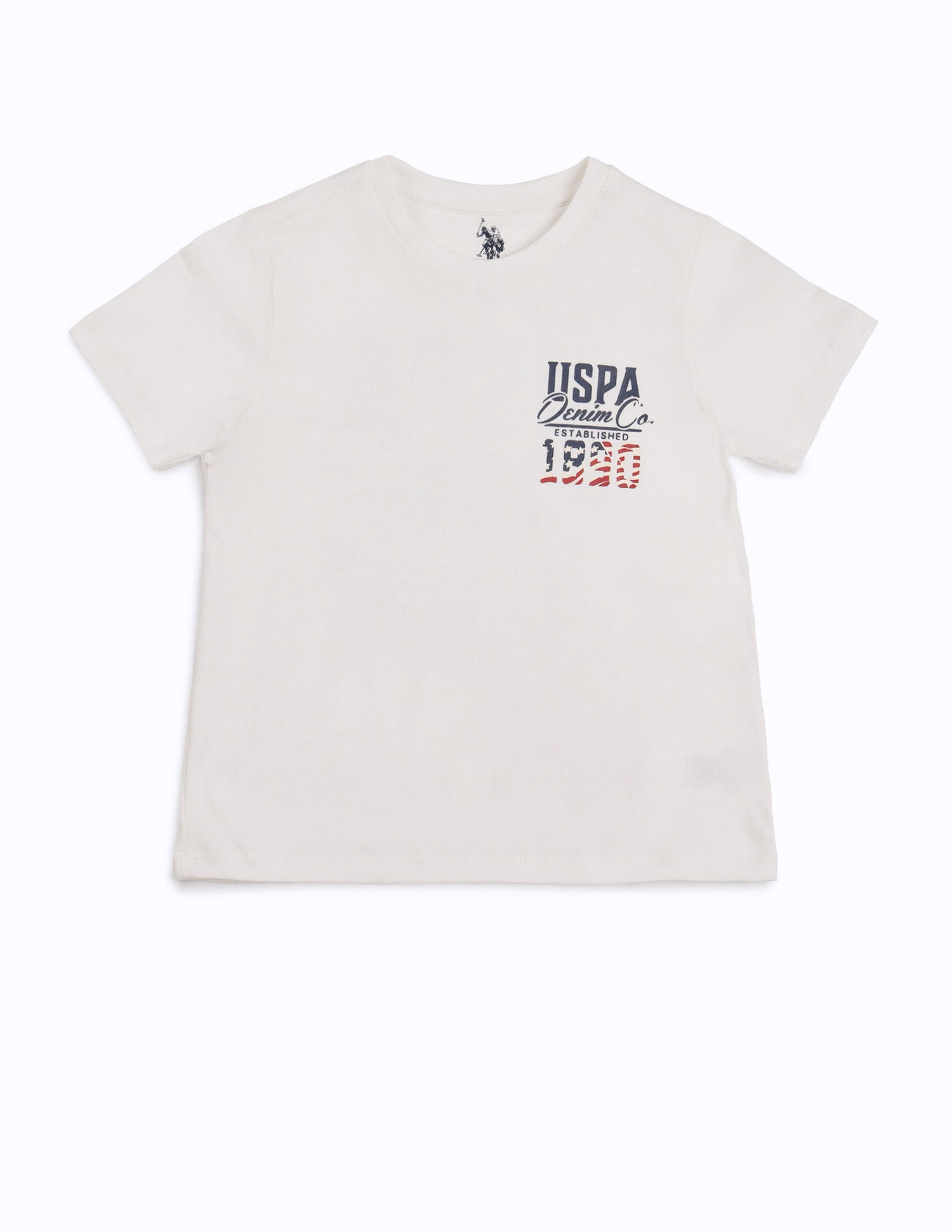 Boys Brand Printed Regular Fit T-Shirt Off White - U.S. POLO ASSN. | Large