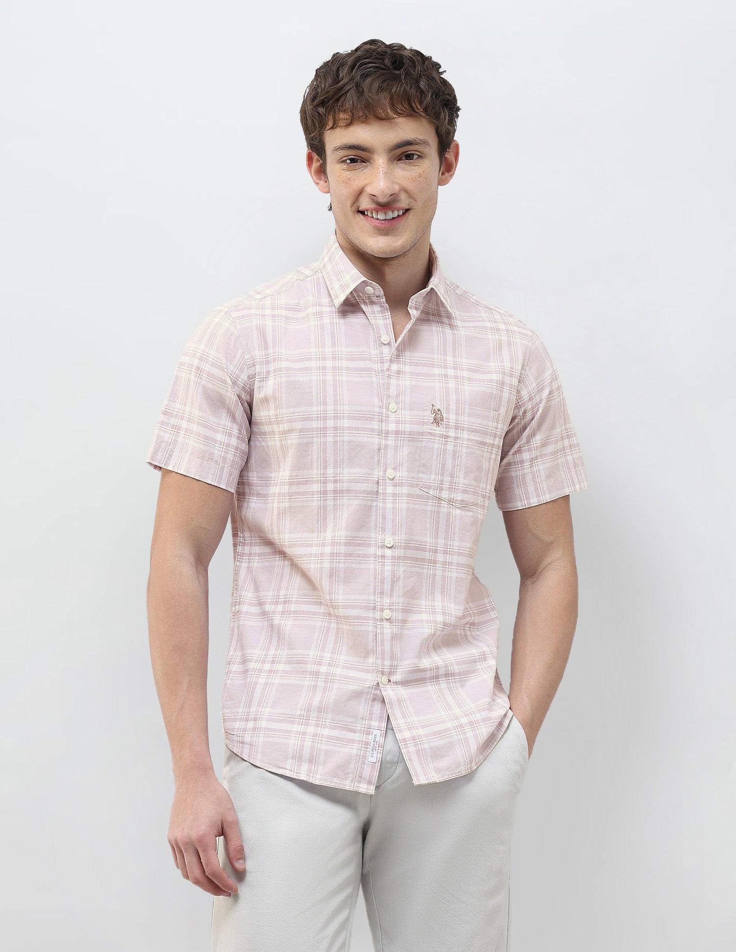 Tartan Checked Regular Fit Shirt Pink - U.S. Polo Assn. India | Large