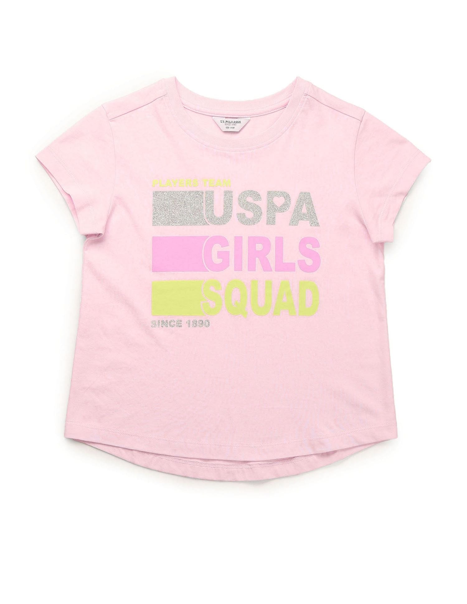 Girls Glitter Relaxed Fit T-Shirt Pink - U.S. POLO ASSN. | Large