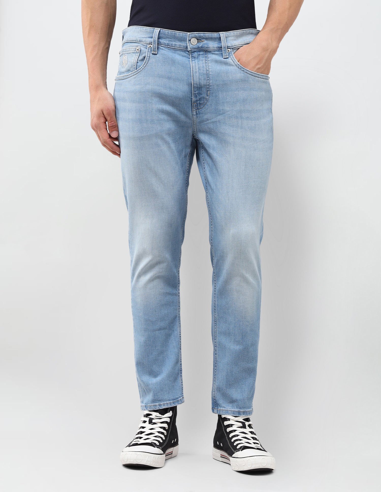 Cole Comfort Cropped Fit Blue Jeans Light Blue - U.S. Polo Assn. India | Large
