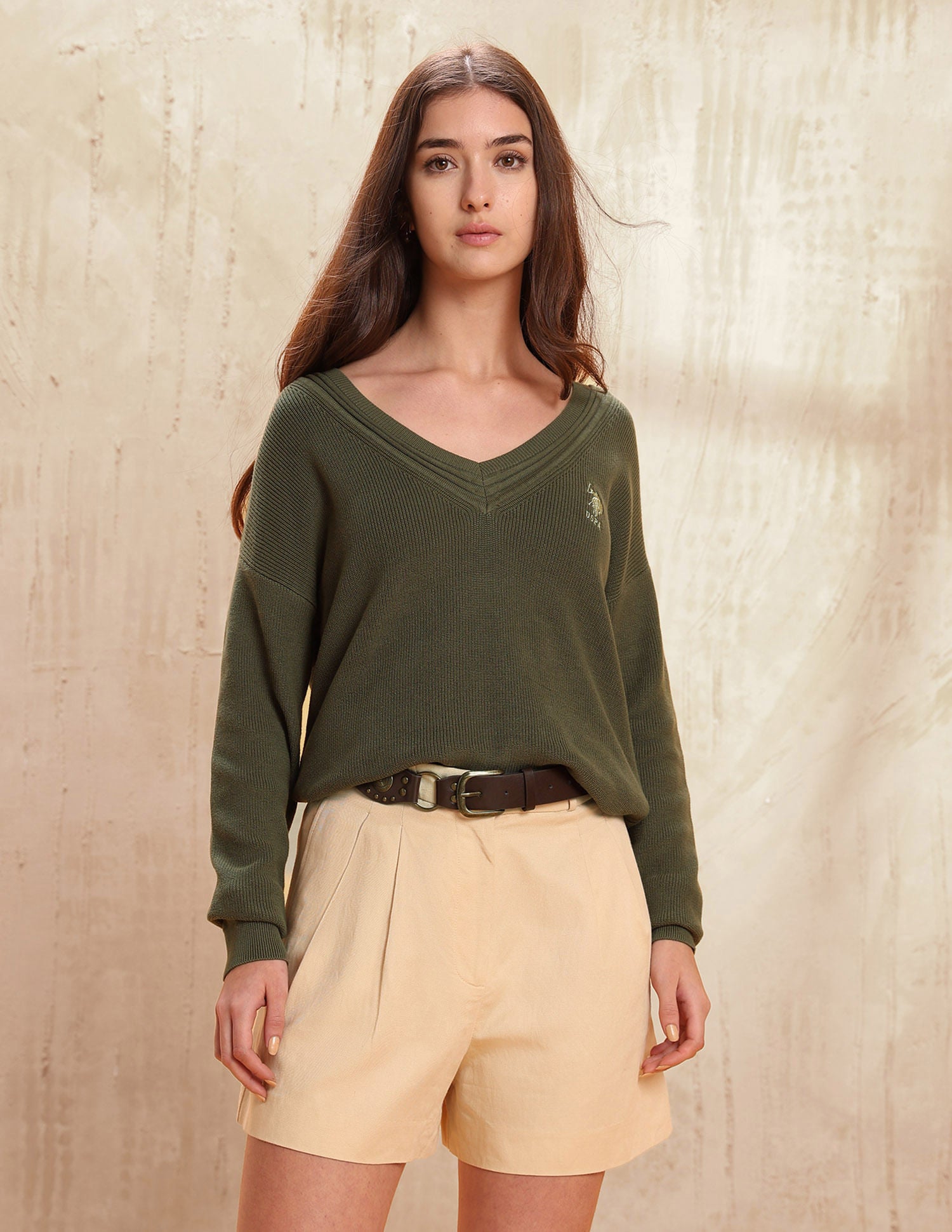 Solid Relaxed Fit Sweater Green - U.S. POLO ASSN. | Large