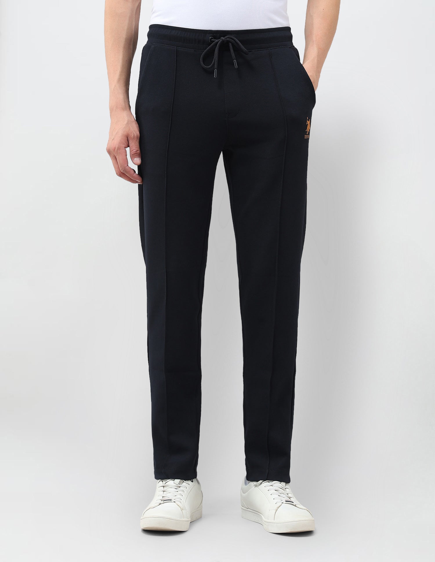 Mid Rise Solid Track Pants Navy - U.S. Polo Assn. India | Large