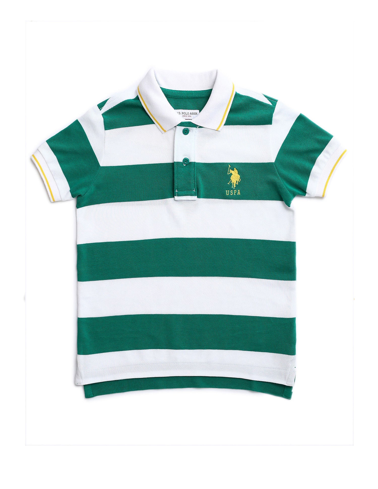 Regular fit Striped Polo Shirt Green - U.S. Polo Assn. India | Large