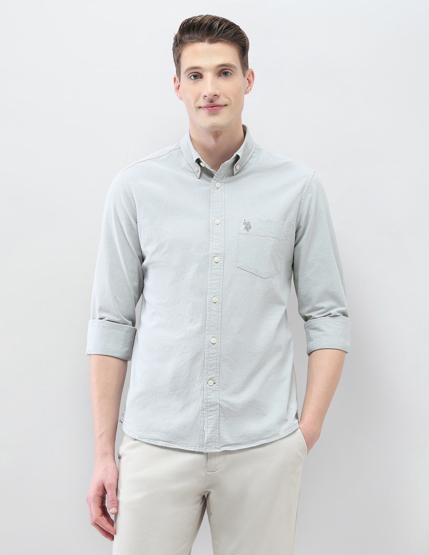 Casa De Campo Solid Shirt Light Green - U.S. Polo Assn. India | Large