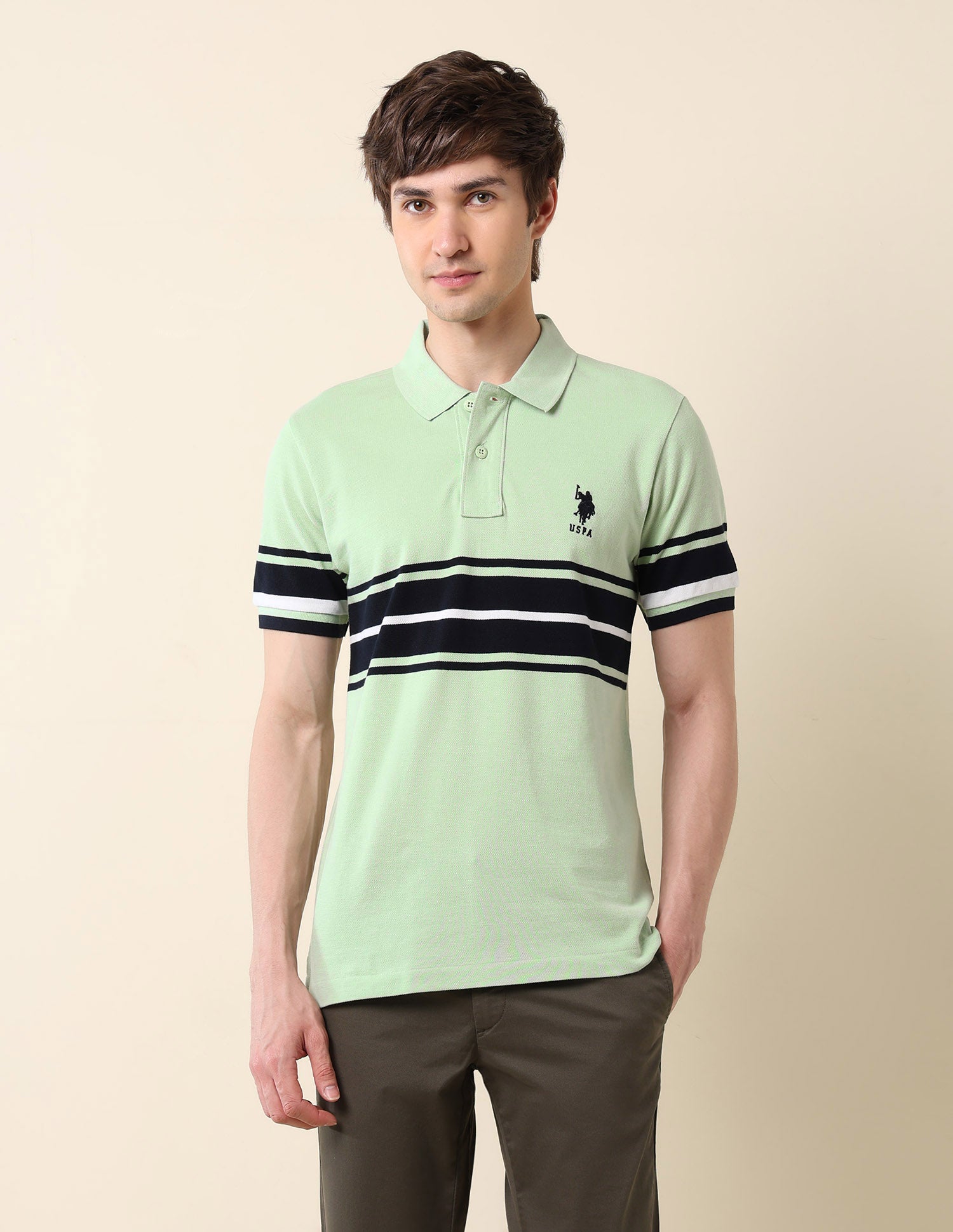 Colourblocked Classic Polo Shirt Light Green - U.S. POLO ASSN. | Large