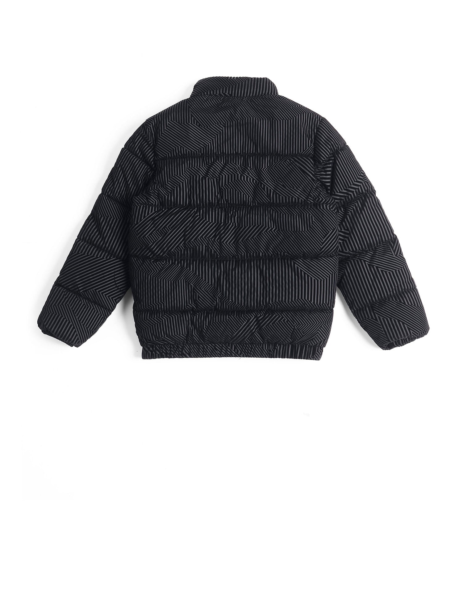 Boys Printed Stand Collar Jacket Black - U.S. POLO ASSN. | Large