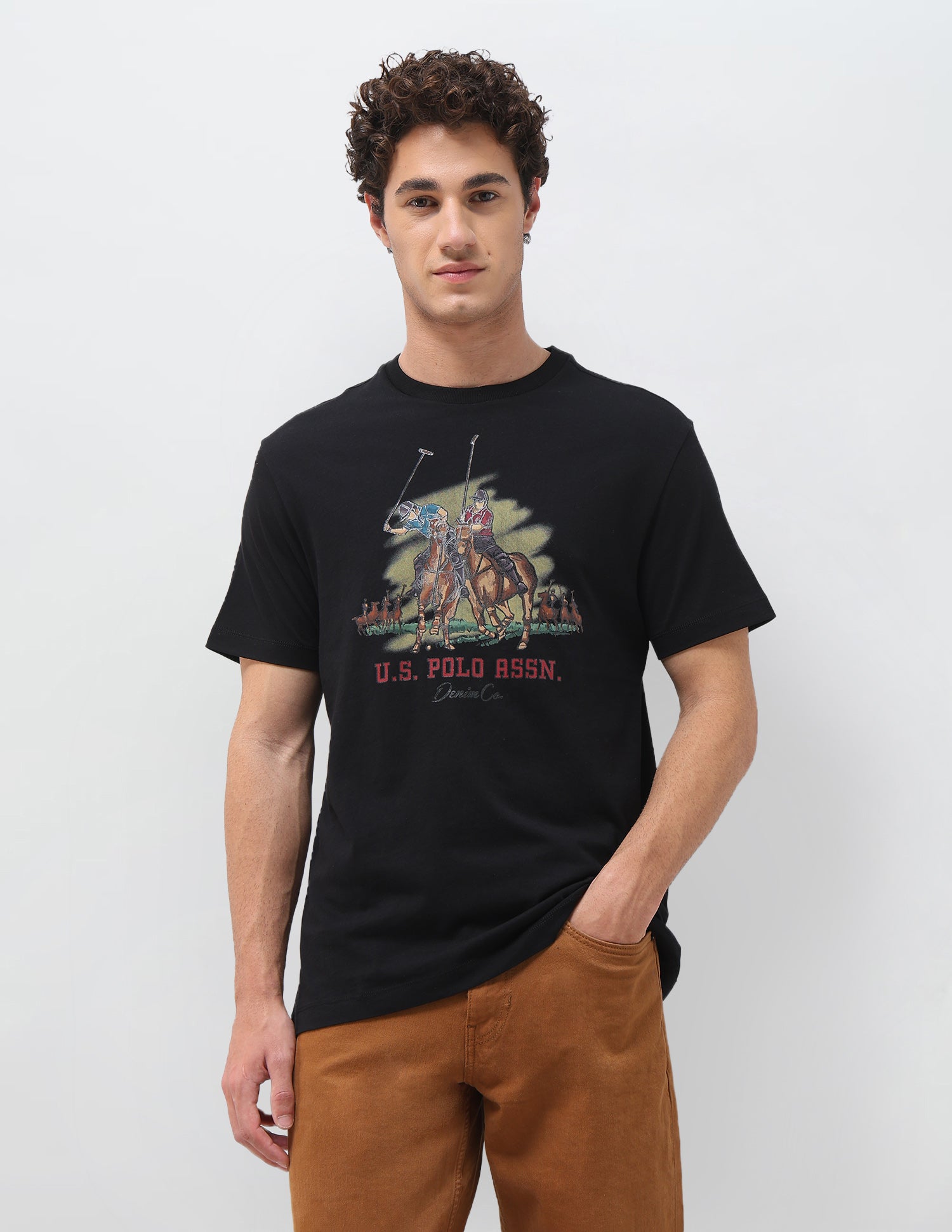 Graphic Brand Printed Slim Fit T-Shirt Black - U.S. Polo Assn. India | Large