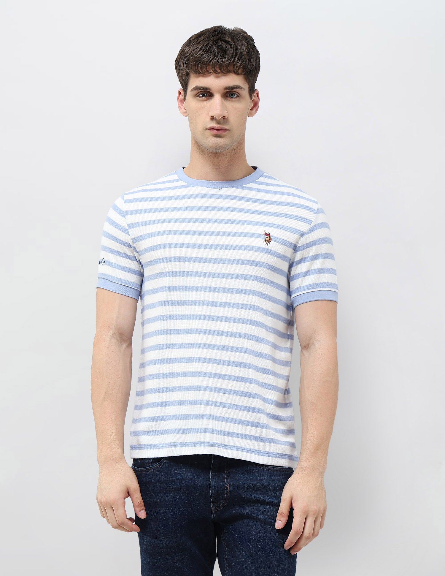 Horizontal Striped Denim Legacy T-Shirt Light Blue - U.S. POLO ASSN. | Large