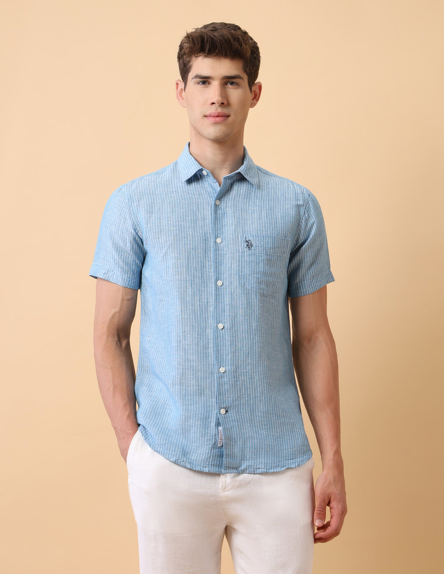 Pacho X Dobby Regular Fit Shirt Teal - U.S. Polo Assn. India | Large