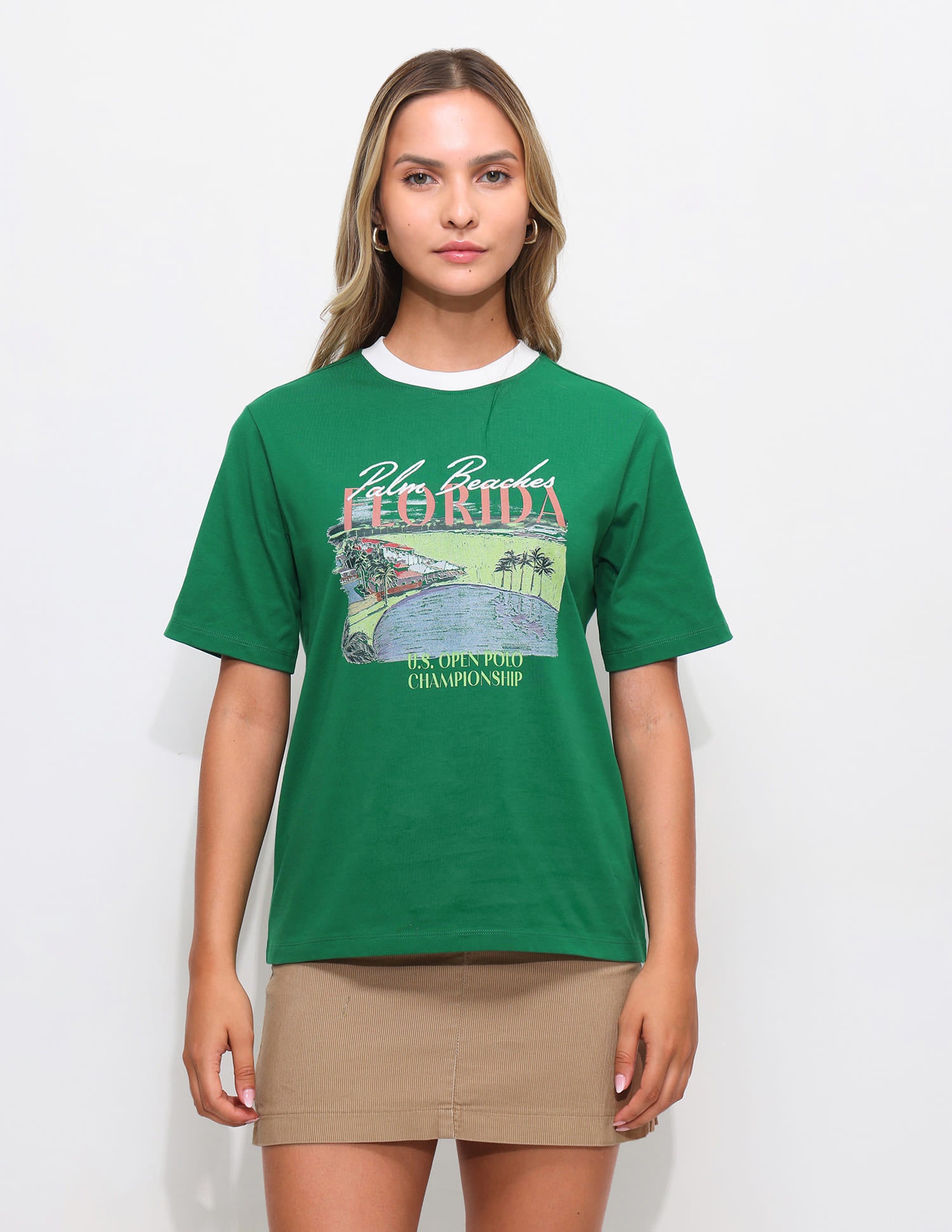 Graphic Printed Boxy T-shirt Green - U.S. Polo Assn. India | Large