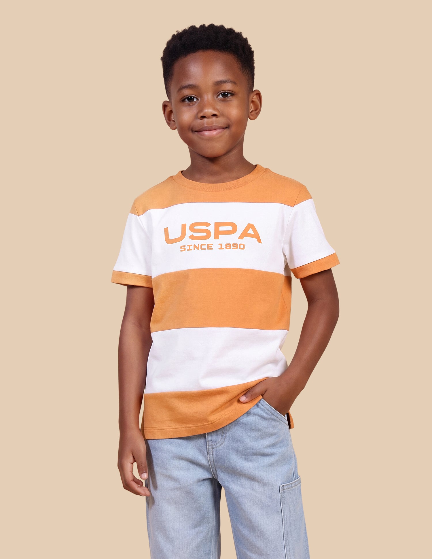 Horizontal Striped Regular Fit T-Shirt Orange - U.S. Polo Assn. India | Large