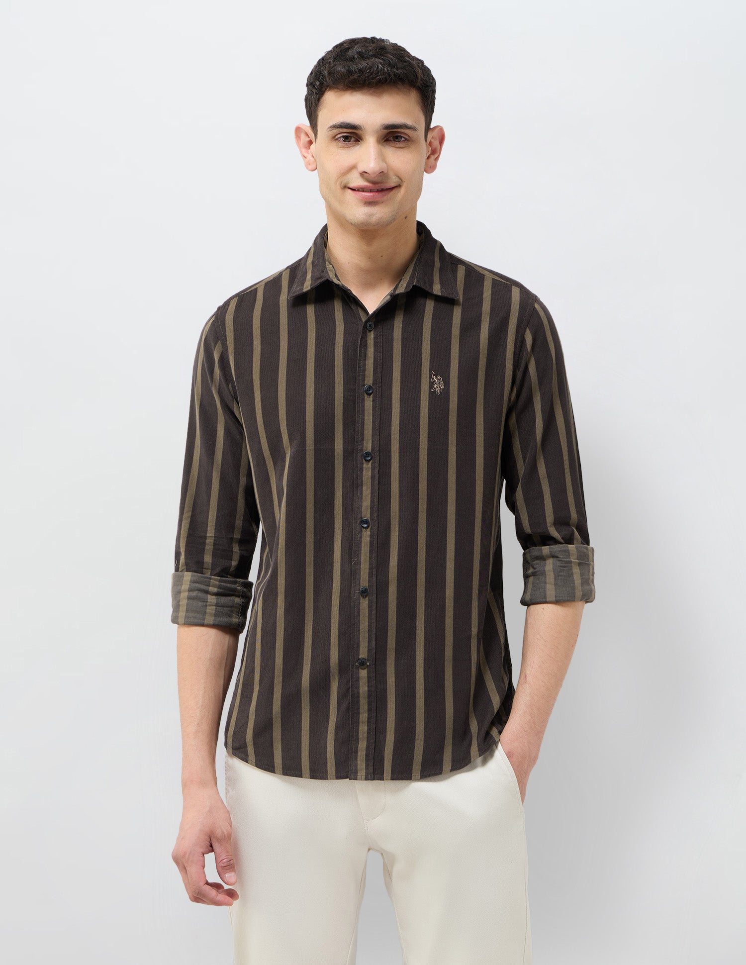 Corduroy Vertical Striped Shirt Choco - U.S. POLO ASSN. | Large