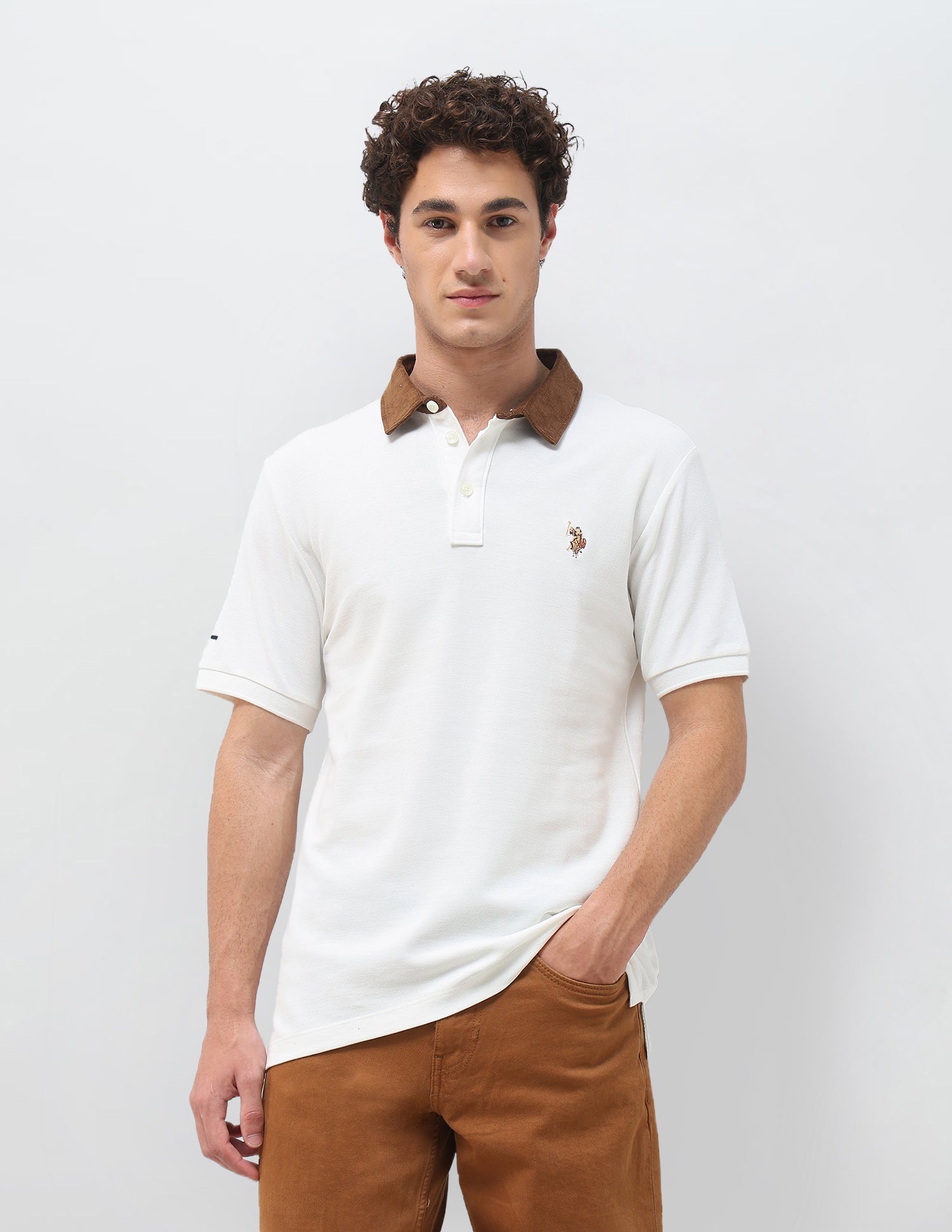 Solid Slim Fit Polo Shirt Ivory - U.S. Polo Assn. India | Large