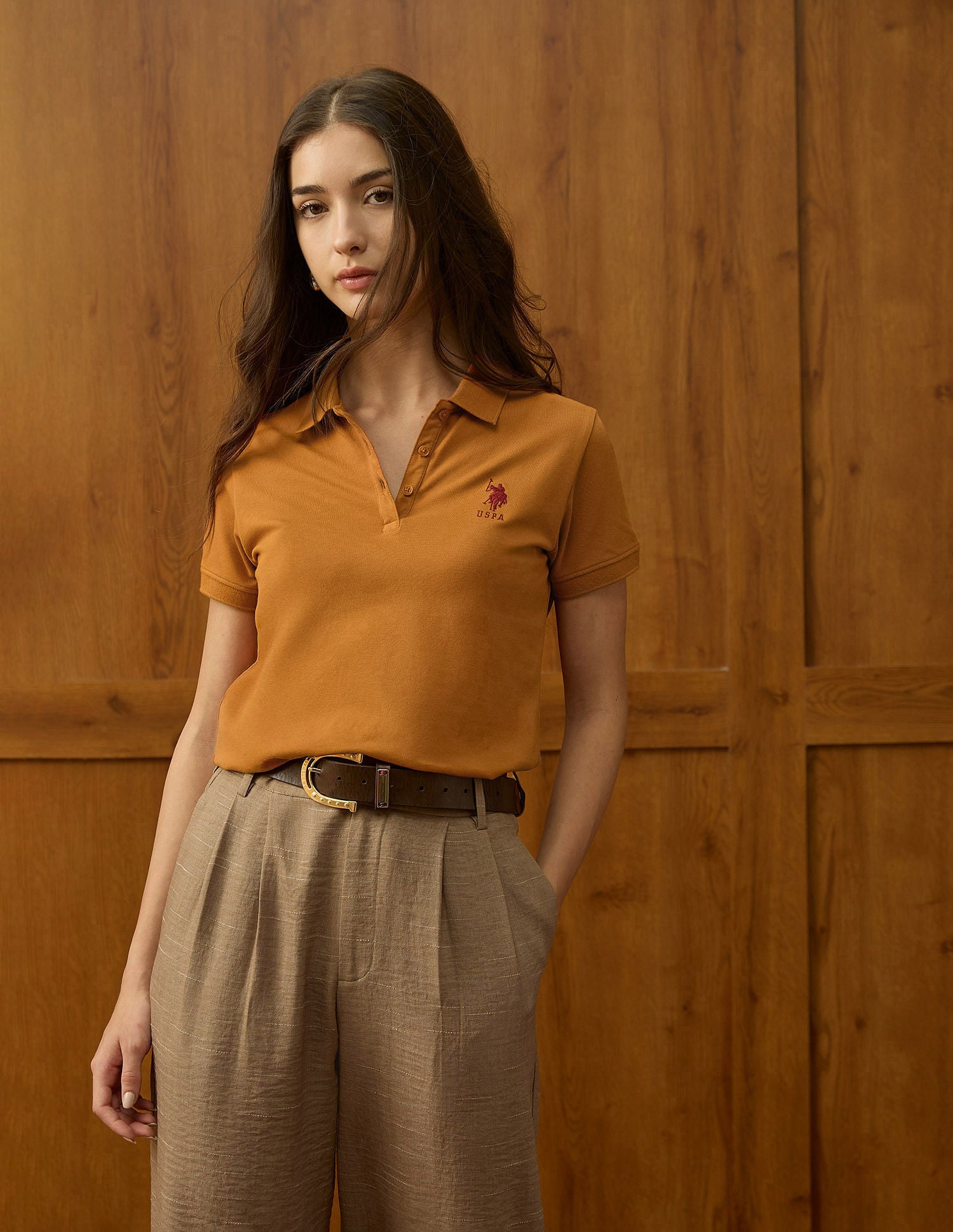 Regular Fit Solid Polo Shirt Orange - U.S. POLO ASSN. | Large