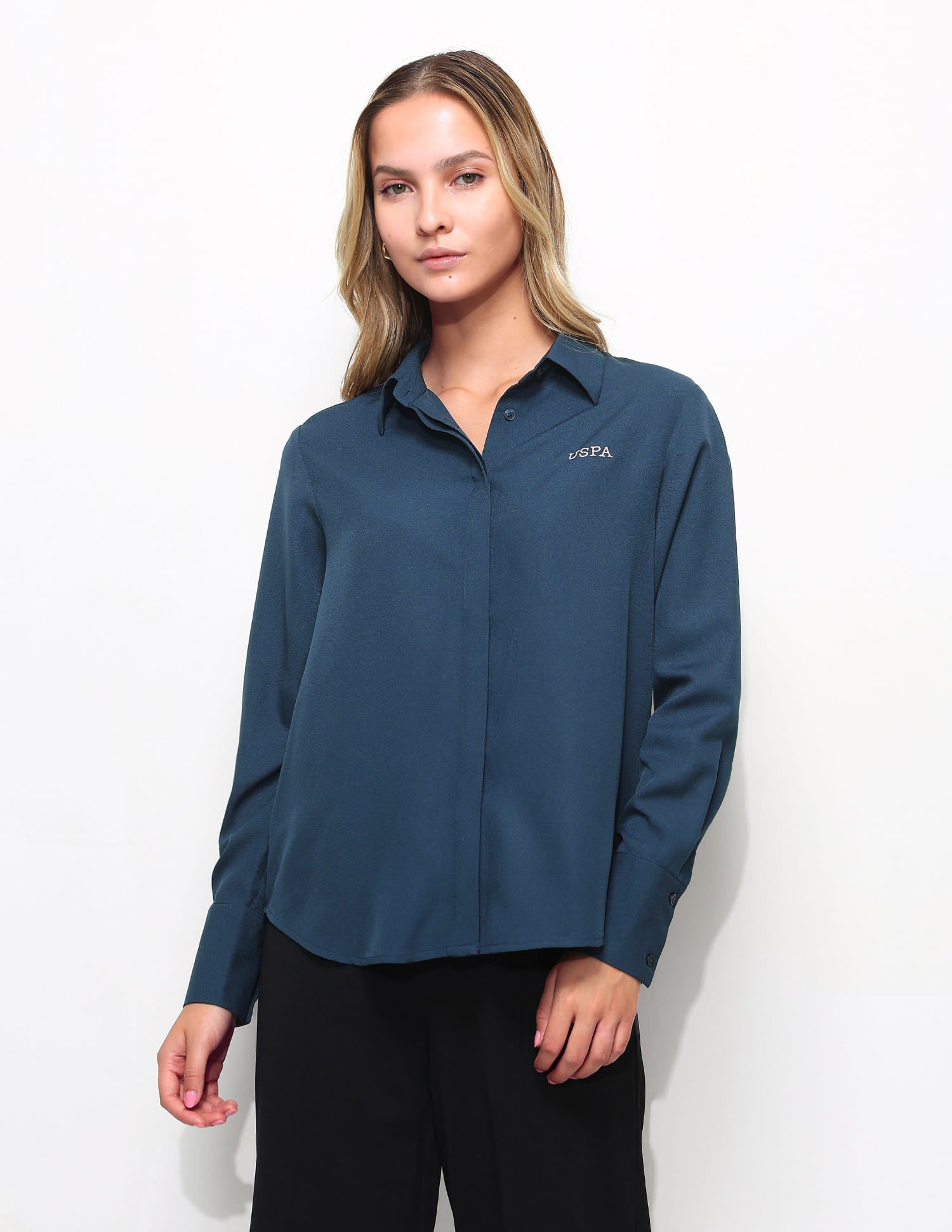 Solid Regular Fit Shirt Blue - U.S. Polo Assn. India | Large