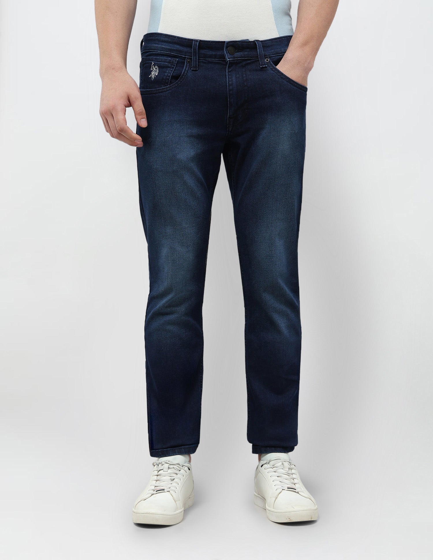 Brandon Slim Tapered Fit Stone Washed Jeans Indigo - U.S. POLO ASSN. | Large