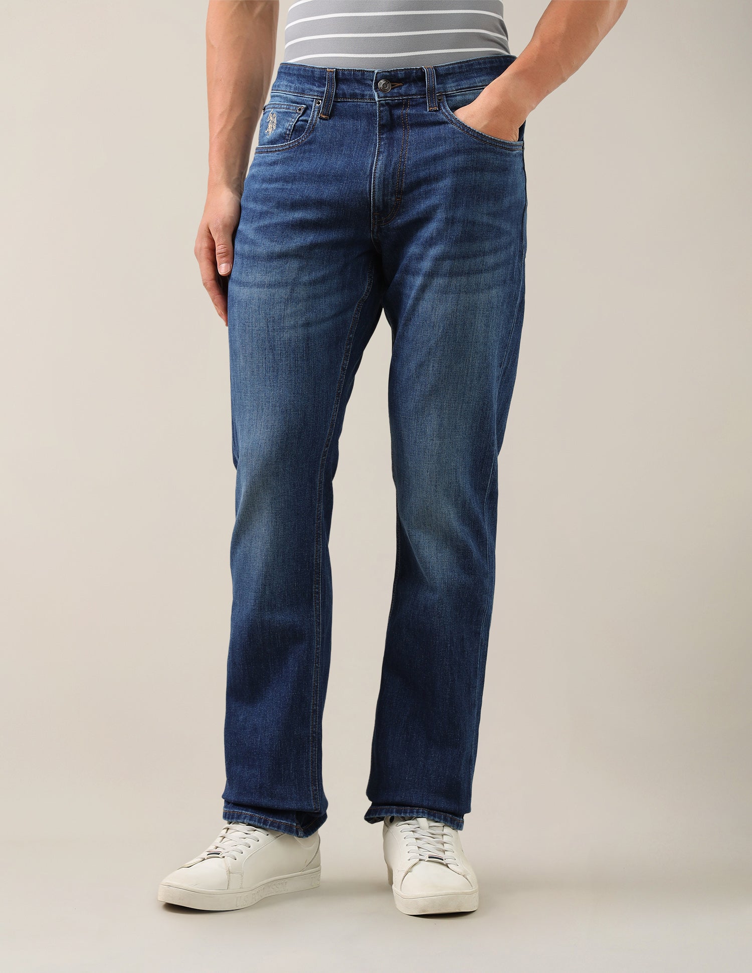 Harold Slim Straight Fit Blue Jeans Blue - U.S. Polo Assn. India | Large