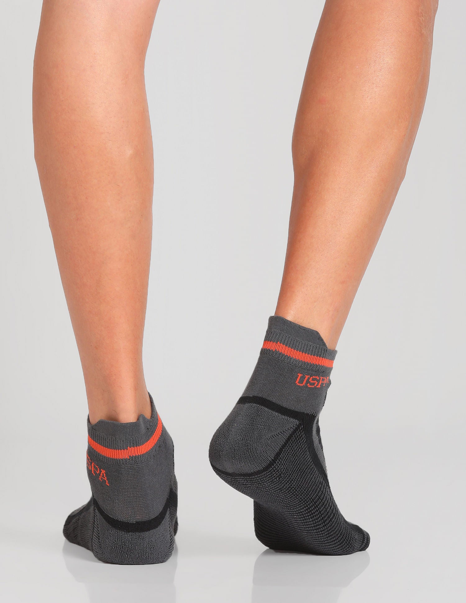 Ankle Length Striped ES006 Socks - Pack Of 3 Red, Black and White - U.S. POLO ASSN. | Large