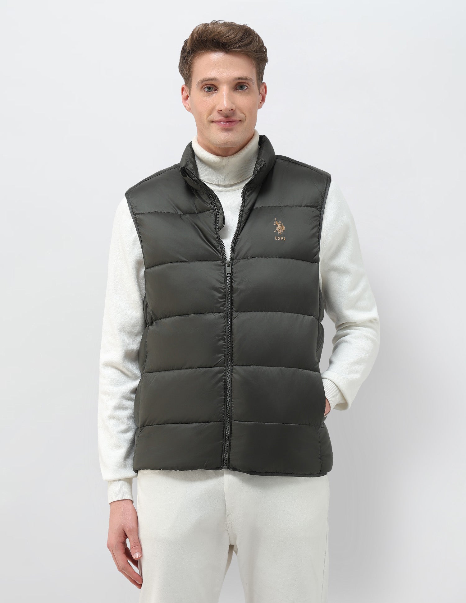 Regular Fit Packable Puffer Jacket Dark Olive - U.S. Polo Assn. India | Large