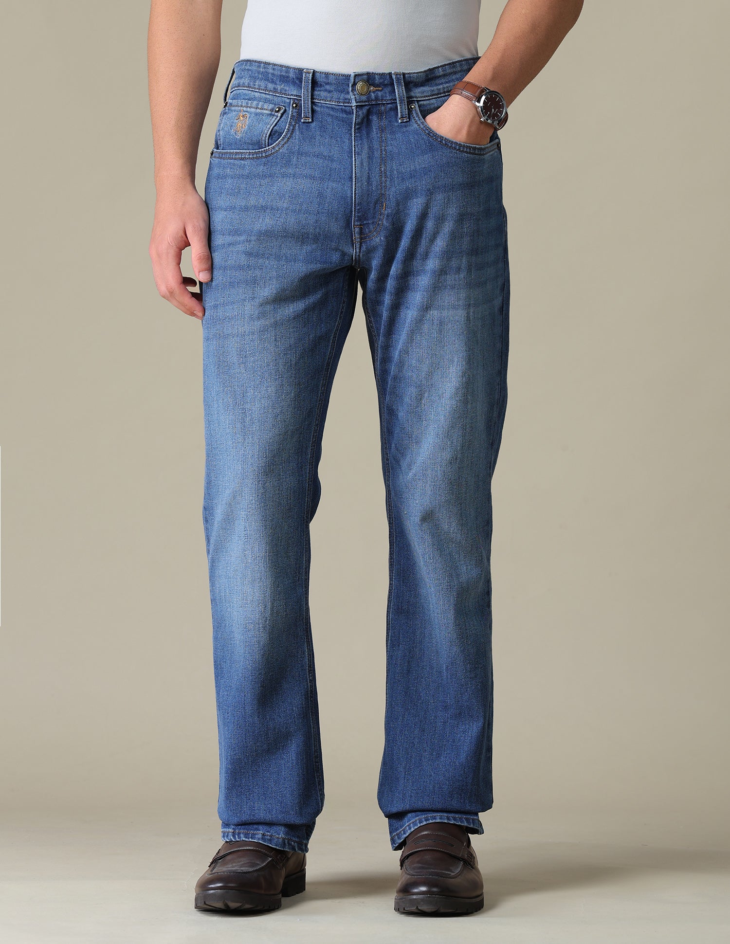 Connor Bootcut Fit Blue Jeans Mid Blue - U.S. Polo Assn. India | Large