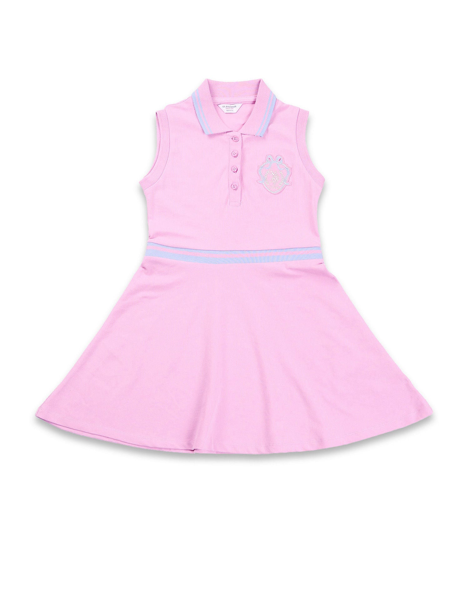 Girls Polo Collar Cotton Dress Pink - U.S. POLO ASSN. | Large
