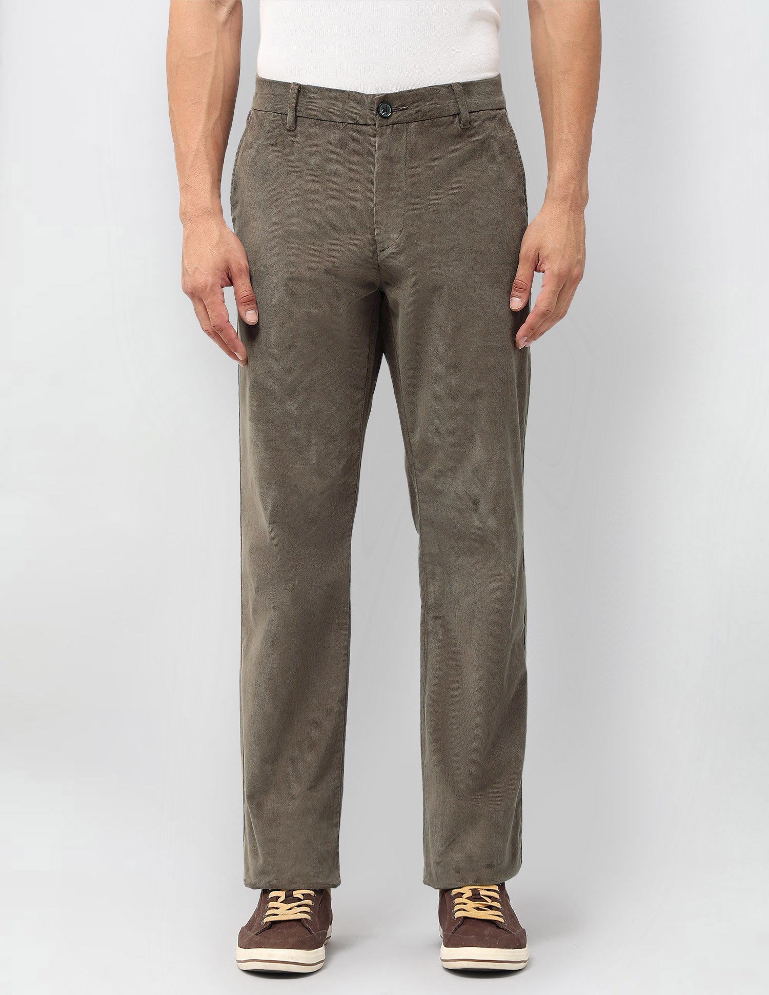 Riley Straight Fit Corduroy Trousers Light Olive - U.S. POLO ASSN. | Large