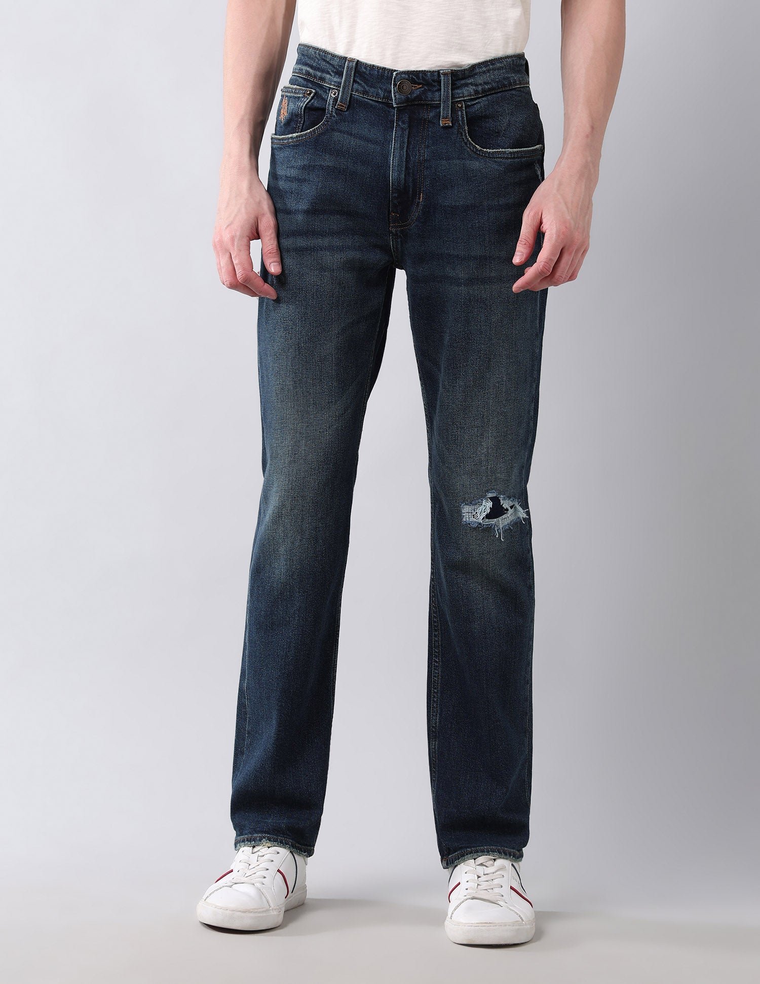 Harold Slim Straight Fit Blue Vintage Jeans Dark Wash - U.S. Polo Assn. India | Large