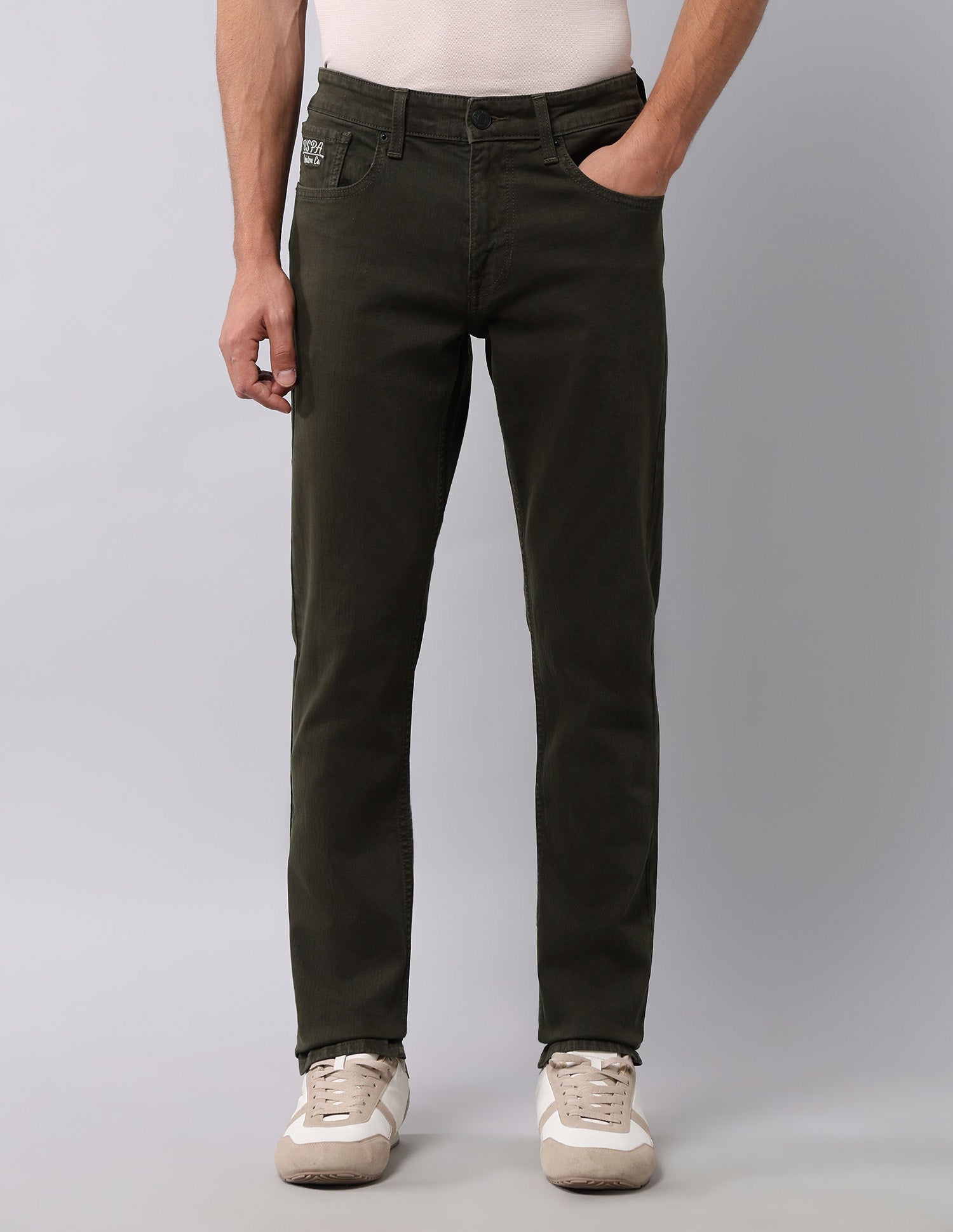 Brandon Slim Tapered Fit Green Jeans Olive - U.S. POLO ASSN. | Large