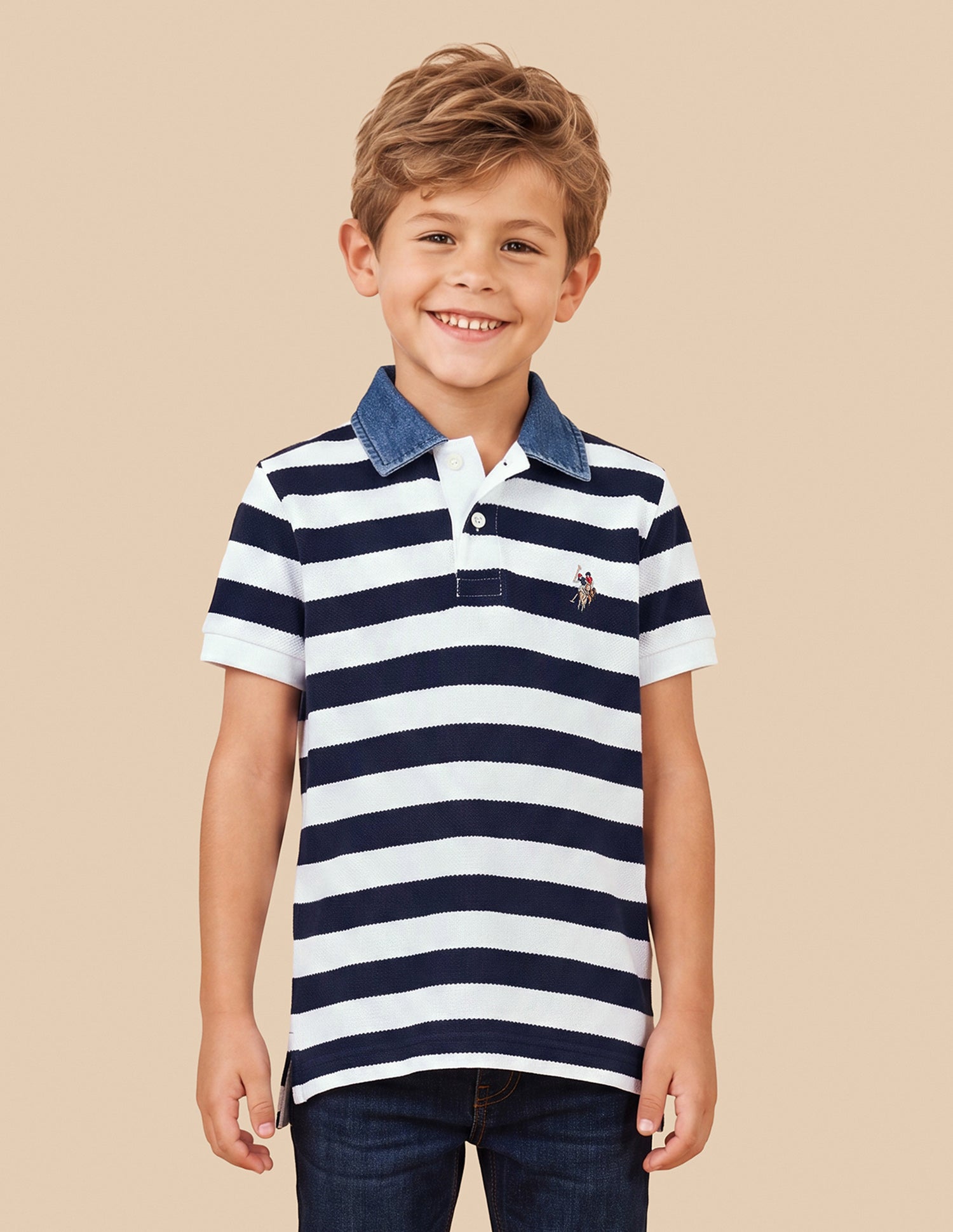 Horizontal Striped Regular Fit Polo Shirt Navy - U.S. Polo Assn. India | Large
