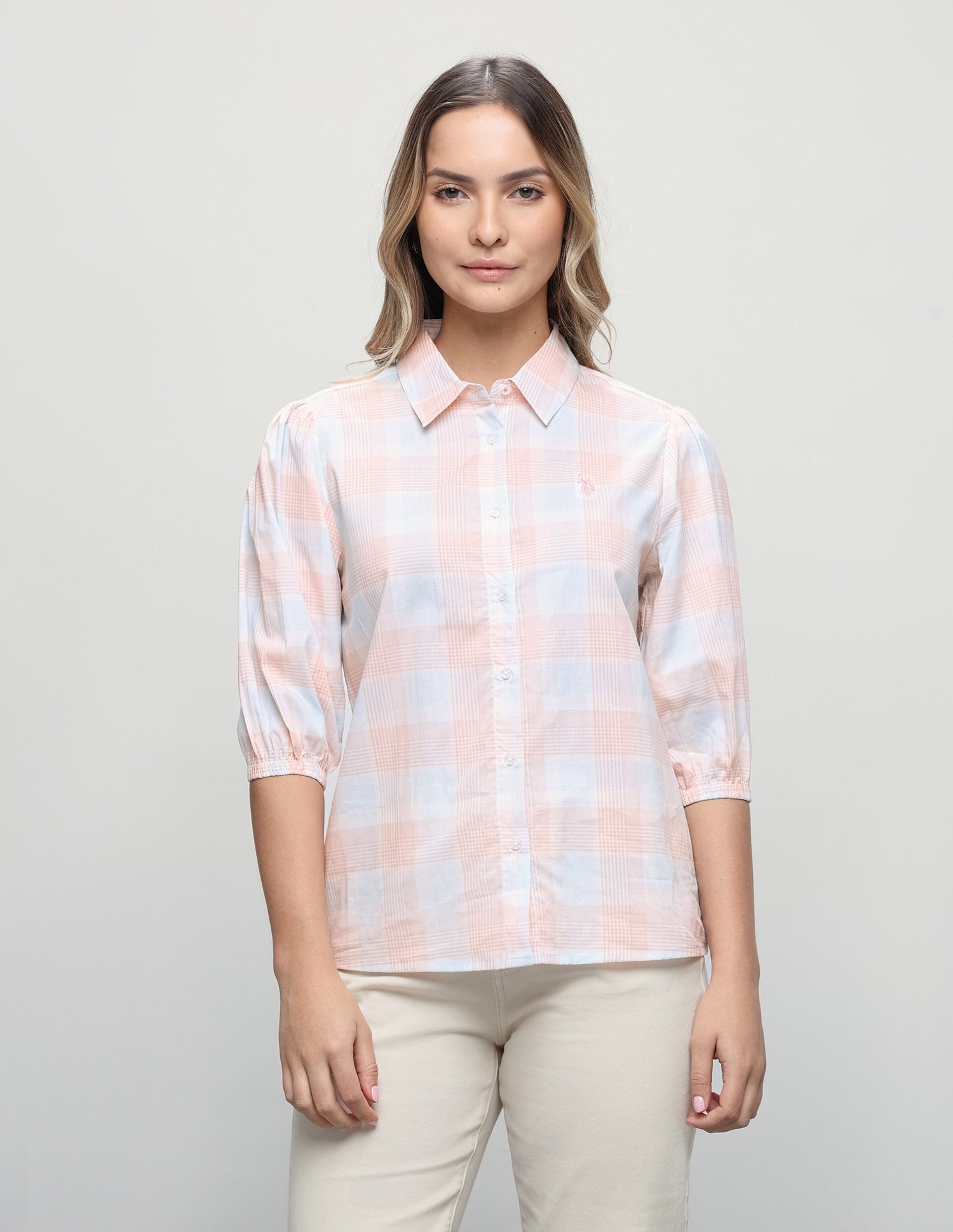 Plaid Checked Boyfriend Fit Shirt Orange - U.S. Polo Assn. India | Large