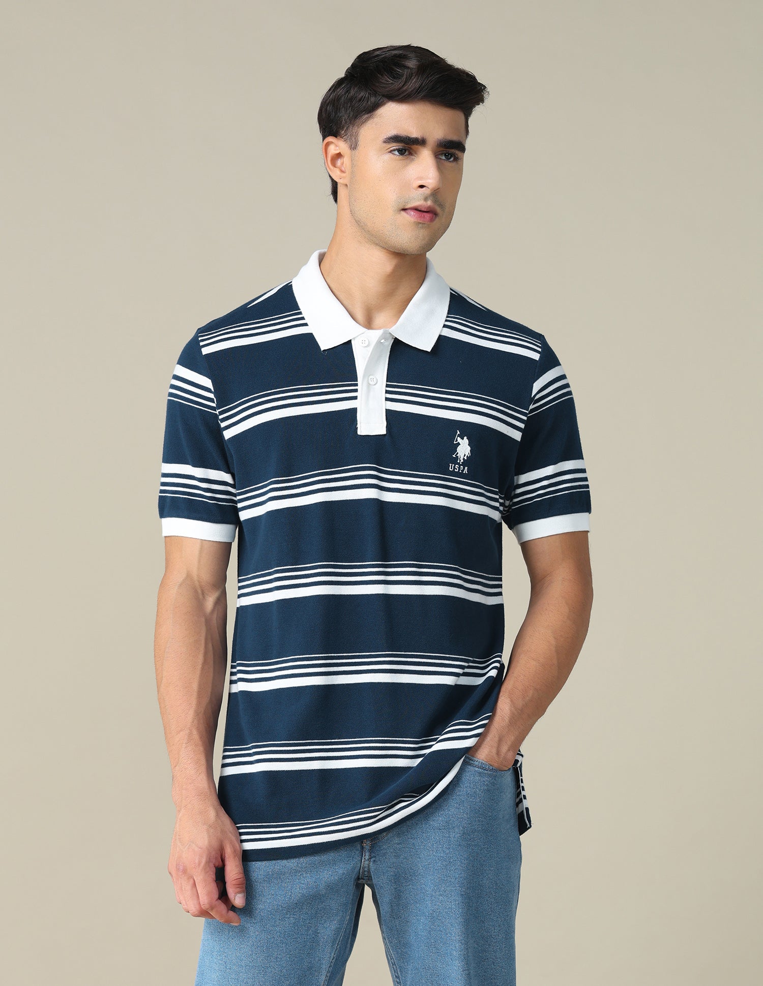 Horizontal Striped Regular Fit Polo Shirt Navy - U.S. POLO ASSN. | Large