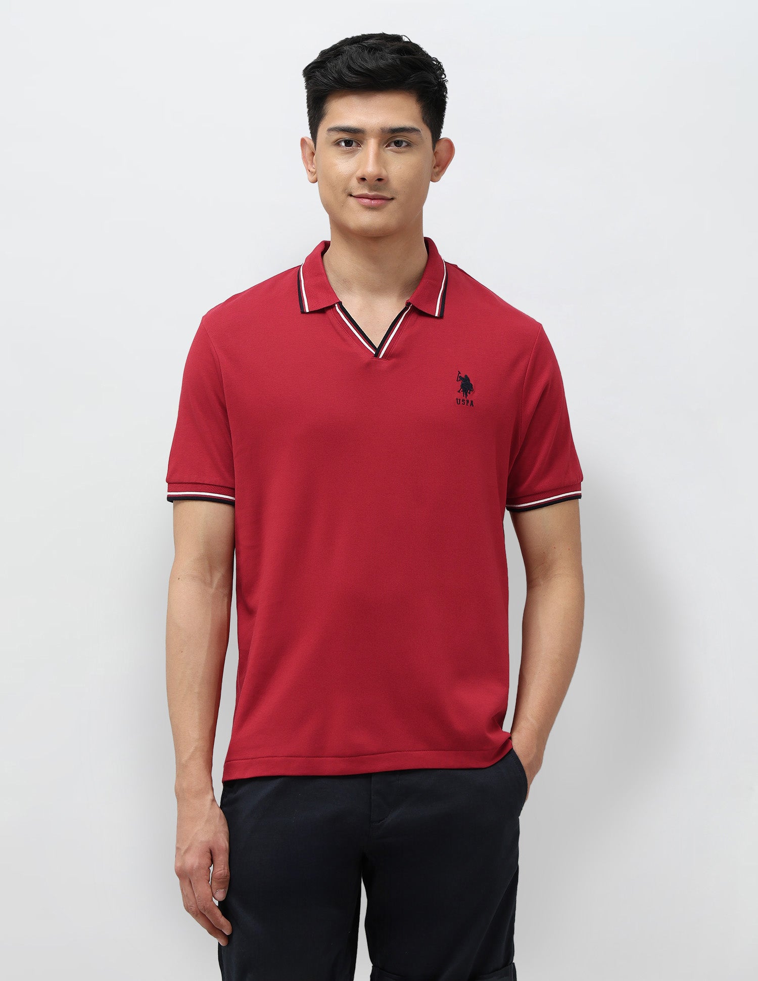 Pure Cotton Slim Fit Polo Shirt Dark Red - U.S. Polo Assn. India | Large