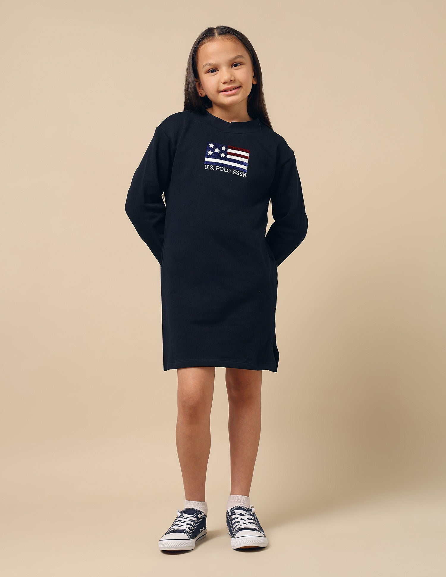 Girls Flip Sequin Sweat Dress Navy - U.S. POLO ASSN. | Large