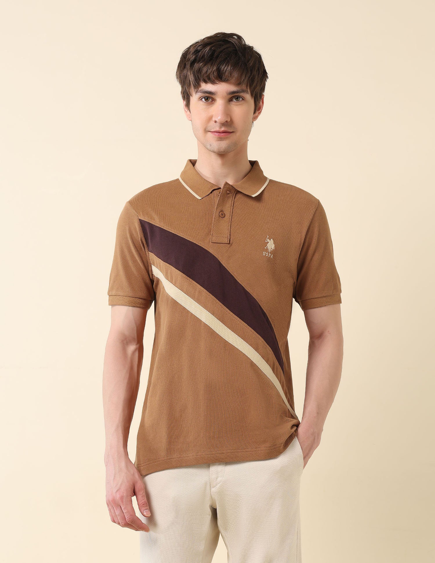 Colourblocked Classic Polo Shirt Mustard - U.S. POLO ASSN. | Large