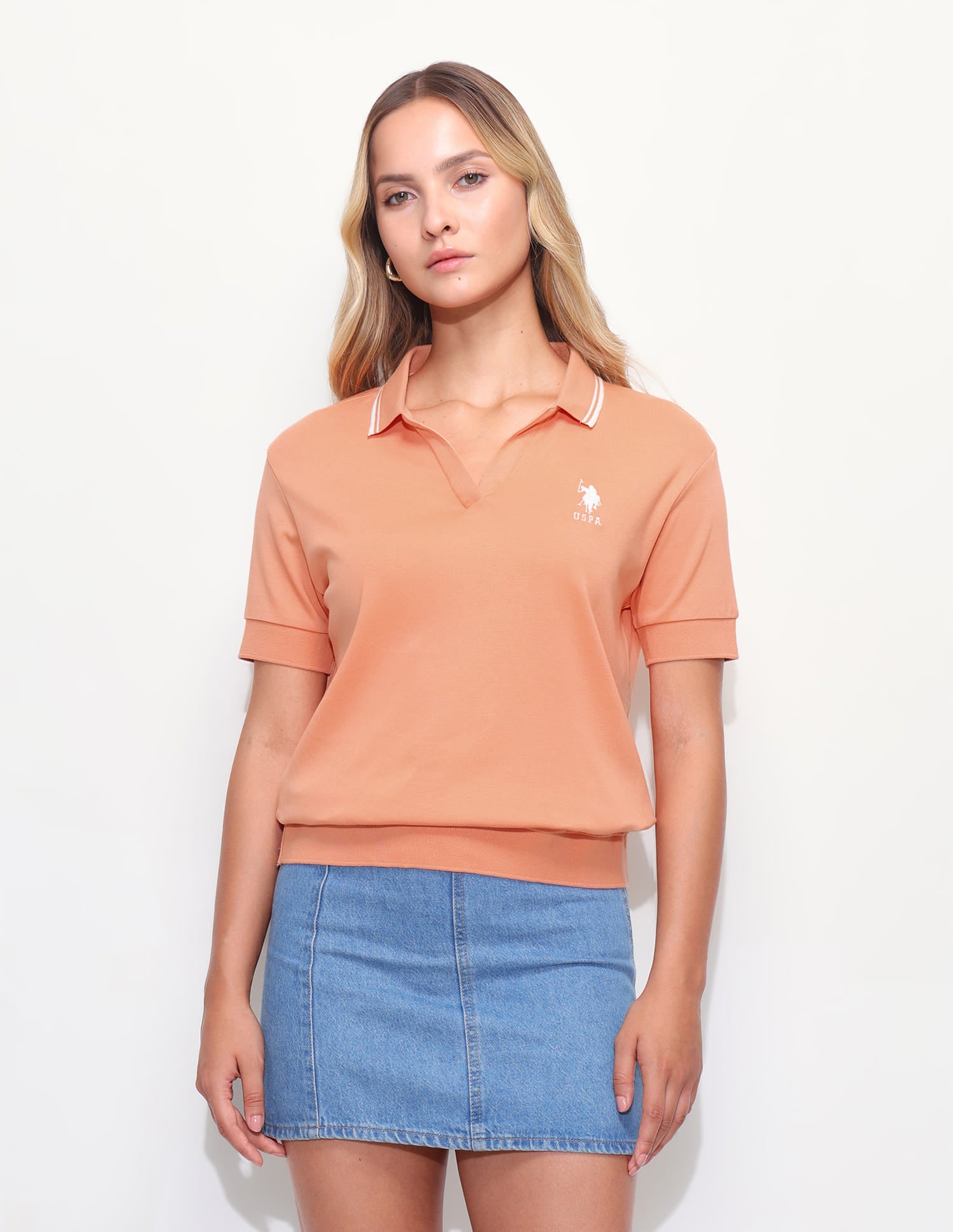 Solid Tipped Collar Regular Fit Polo Shirt Orange - U.S. Polo Assn. India | Large