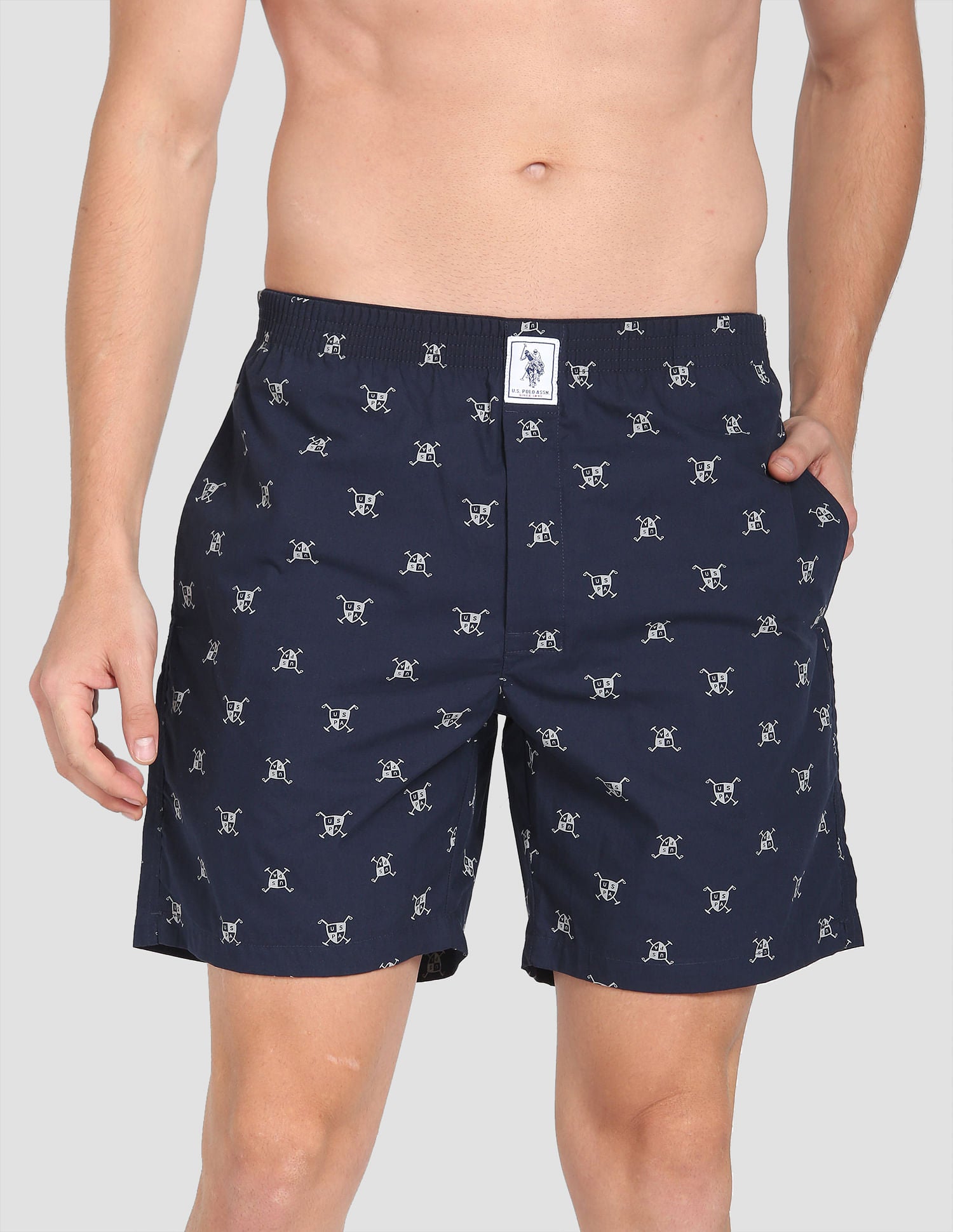 Pure Cotton Printed I600 Boxers - Pack Of 1 Navy - U.S. POLO ASSN. | Large