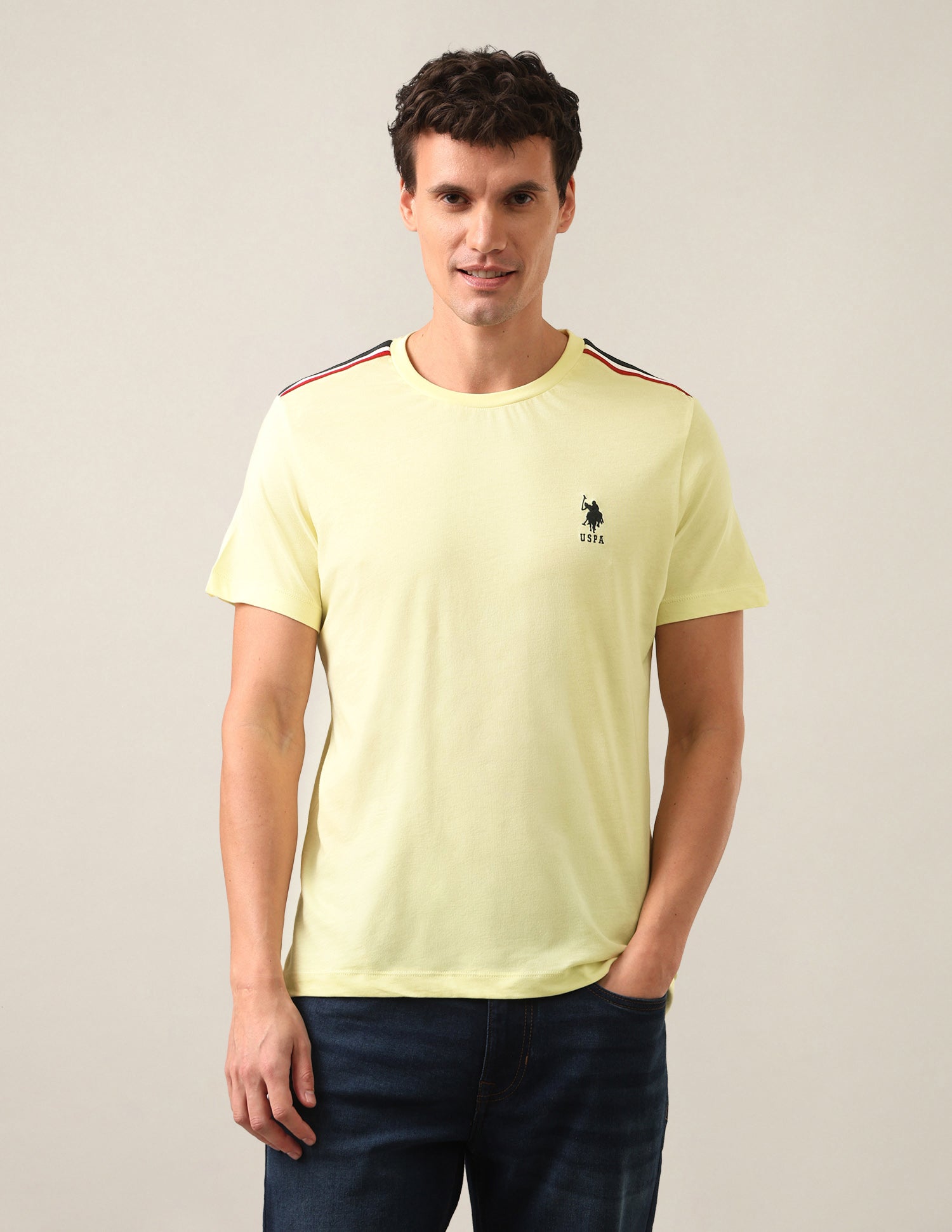 Solid Regular Fit T-Shirt Yellow - U.S. Polo Assn. India | Large