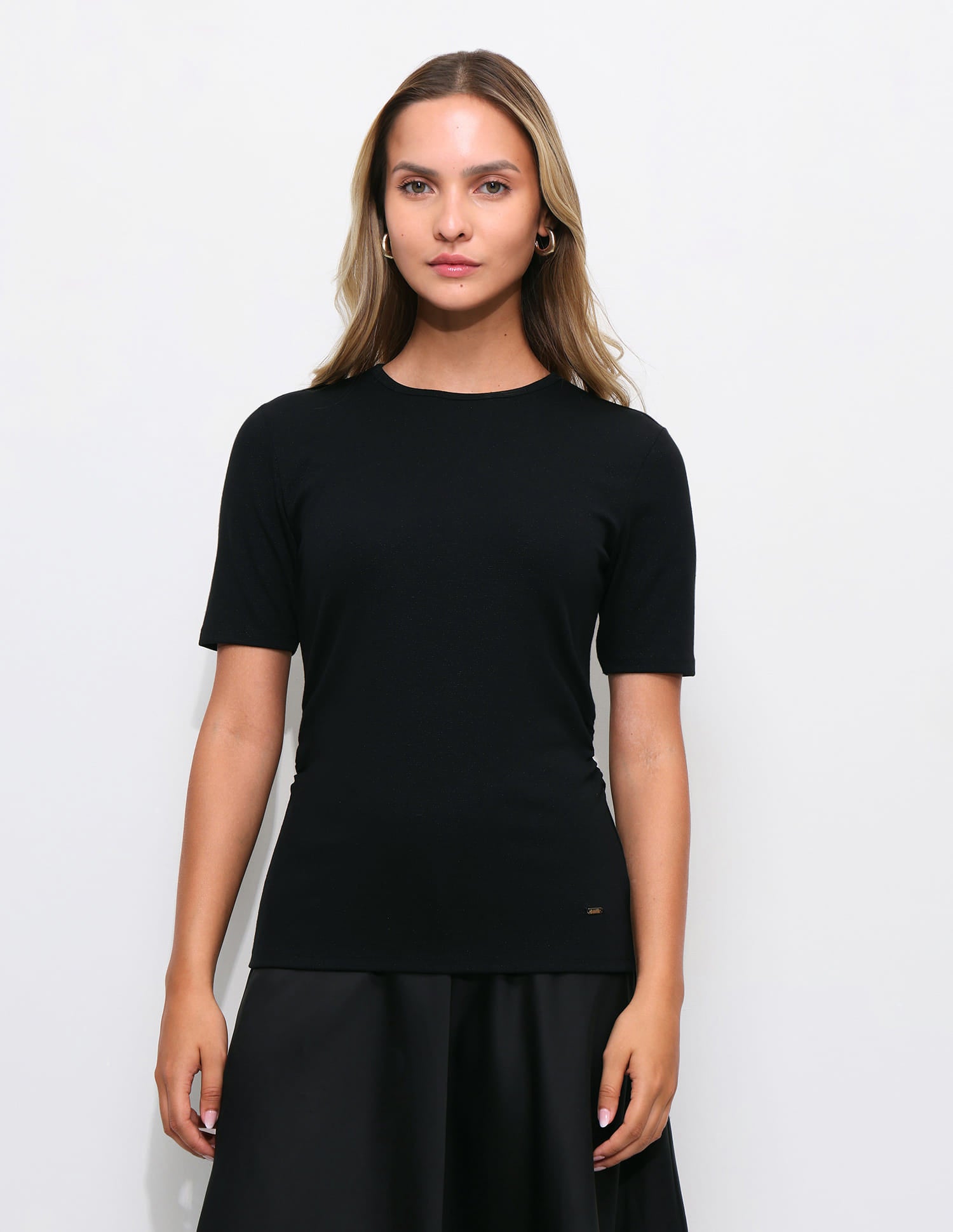 Solid Regular Fit Ruched Top Black - U.S. Polo Assn. India | Large