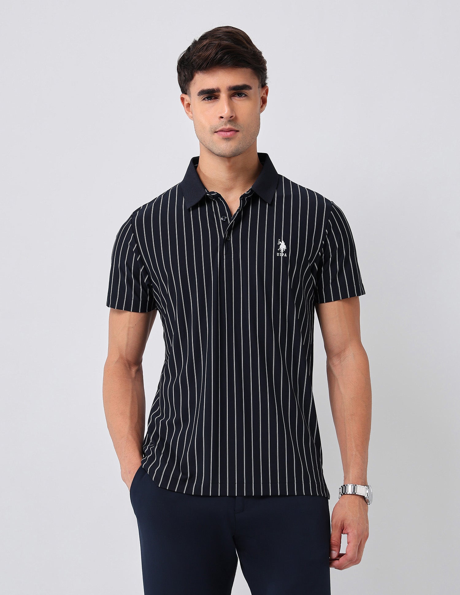 Vertical Striped Regular Fit Polo Shirt Navy - U.S. POLO ASSN. | Large