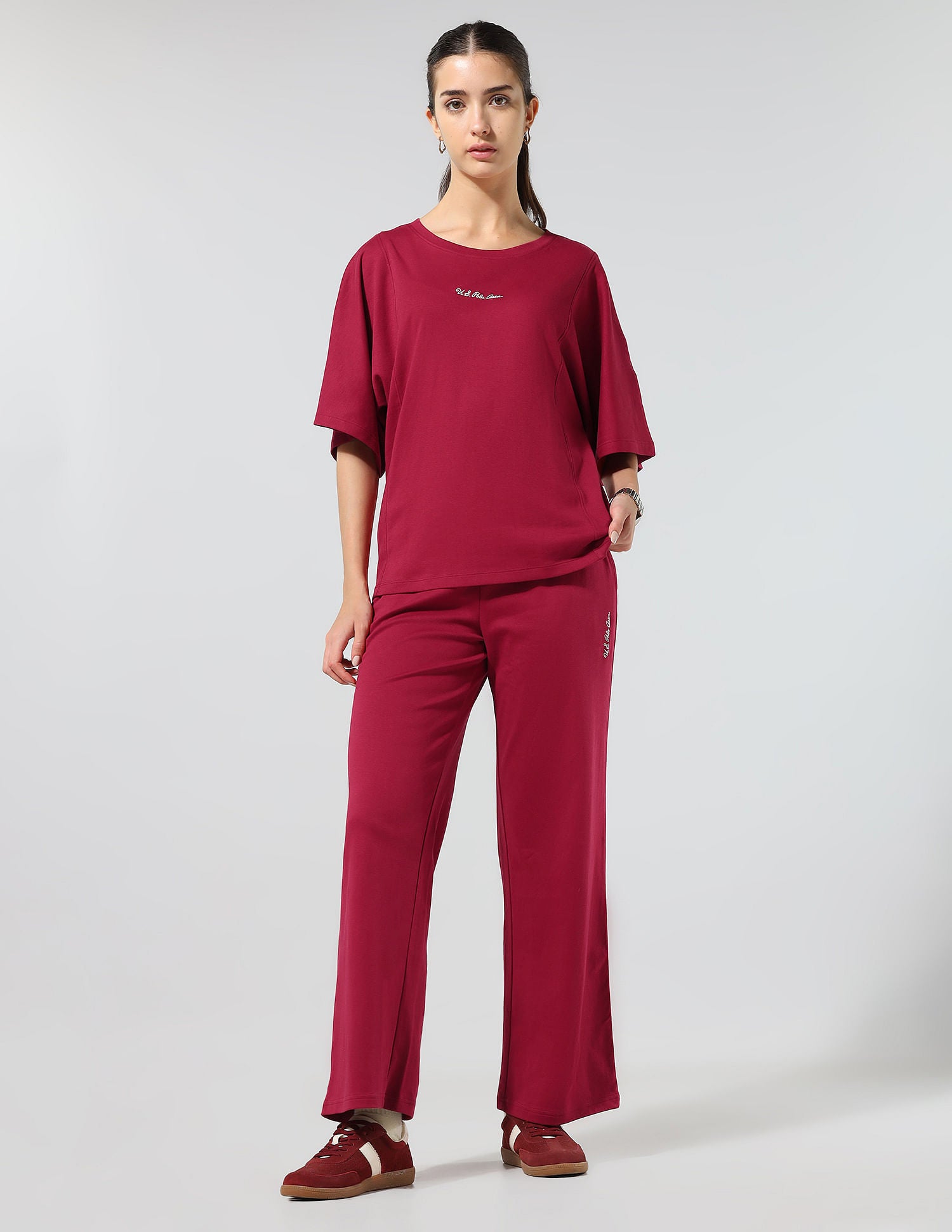 Relaxed Fit Solid Co-Ords Dark Red - U.S. POLO ASSN. | Large