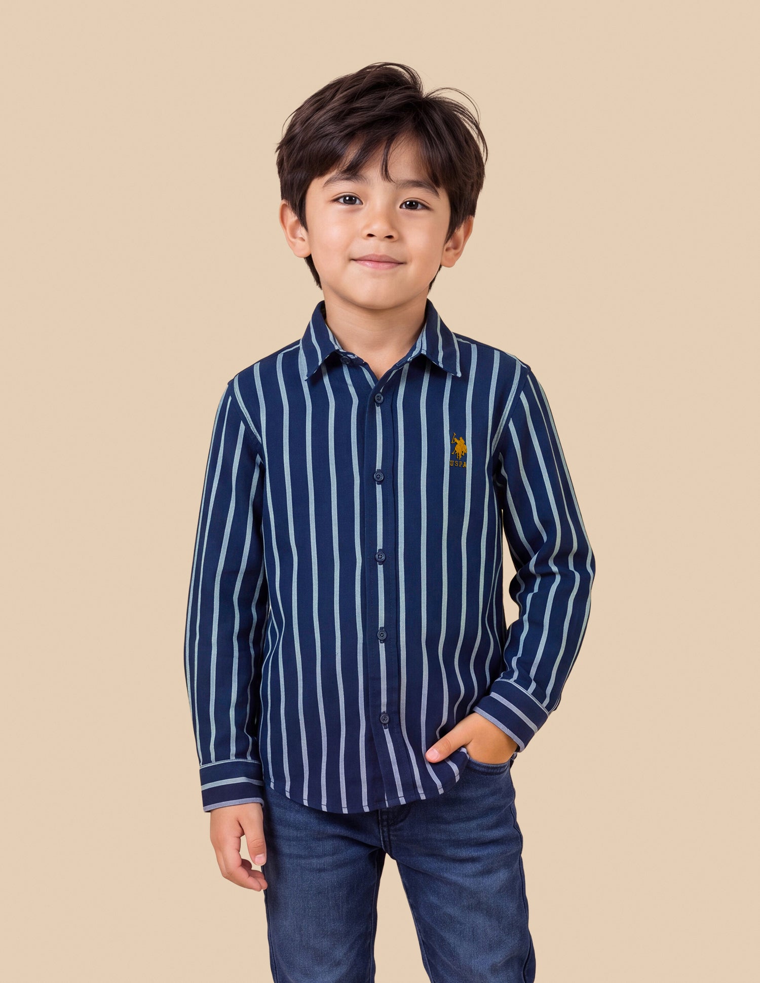 Vertical Striped Twill Shirt Navy - U.S. Polo Assn. India | Large