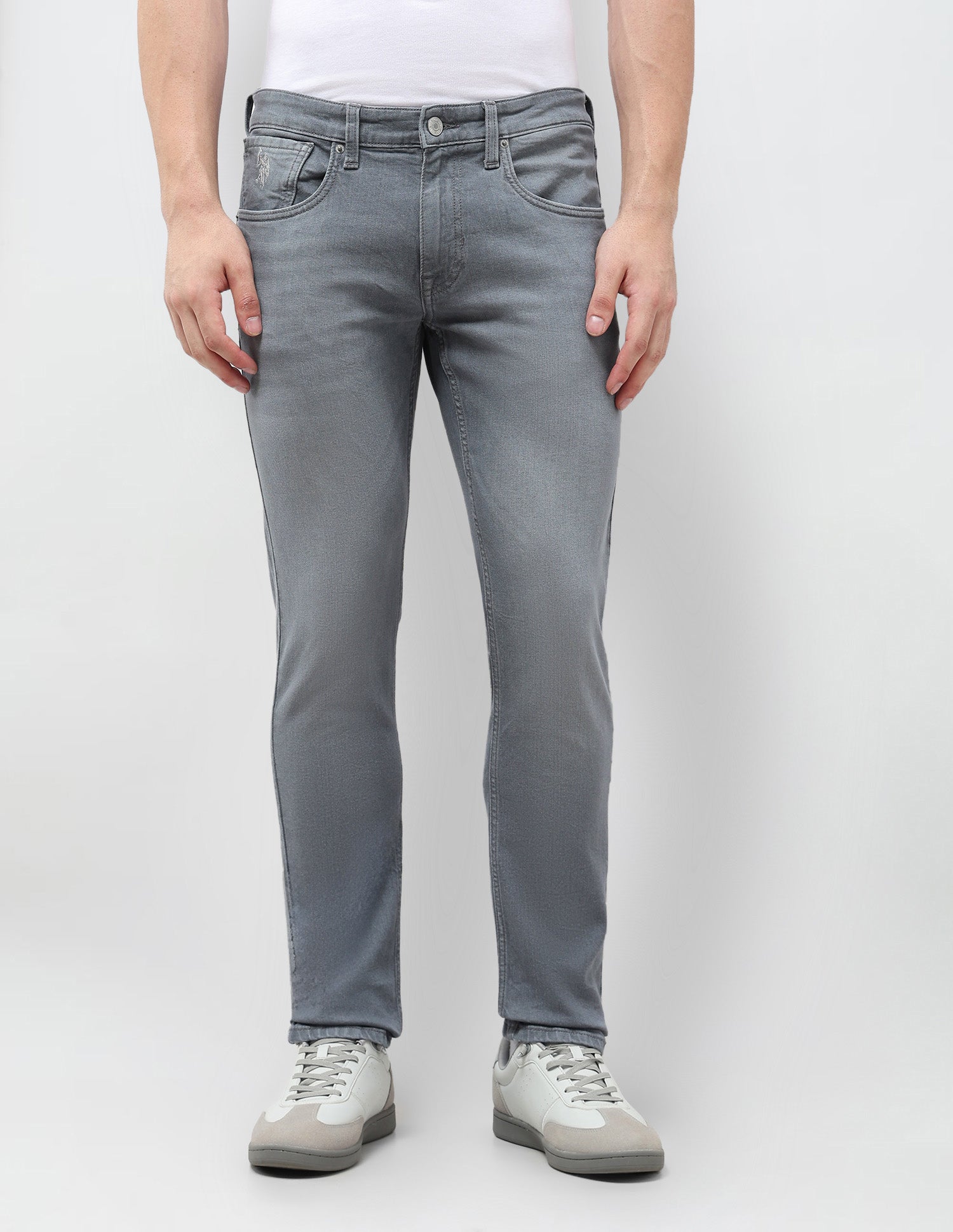 Brandon Slim Tapered Fit Stone Washed Jeans Grey - U.S. POLO ASSN. | Large