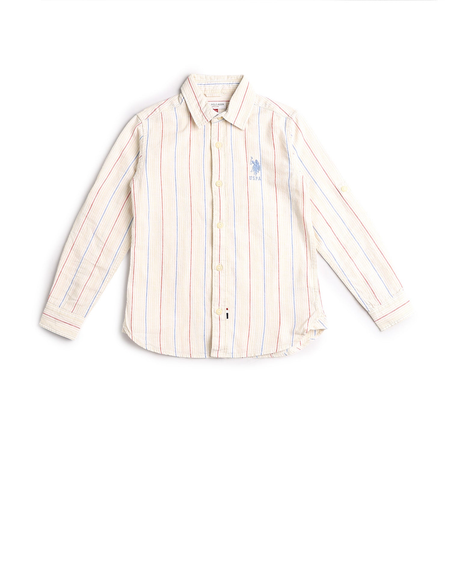 Boys Vertical Striped Regular Fit Shirt Red - U.S. POLO ASSN. | Large