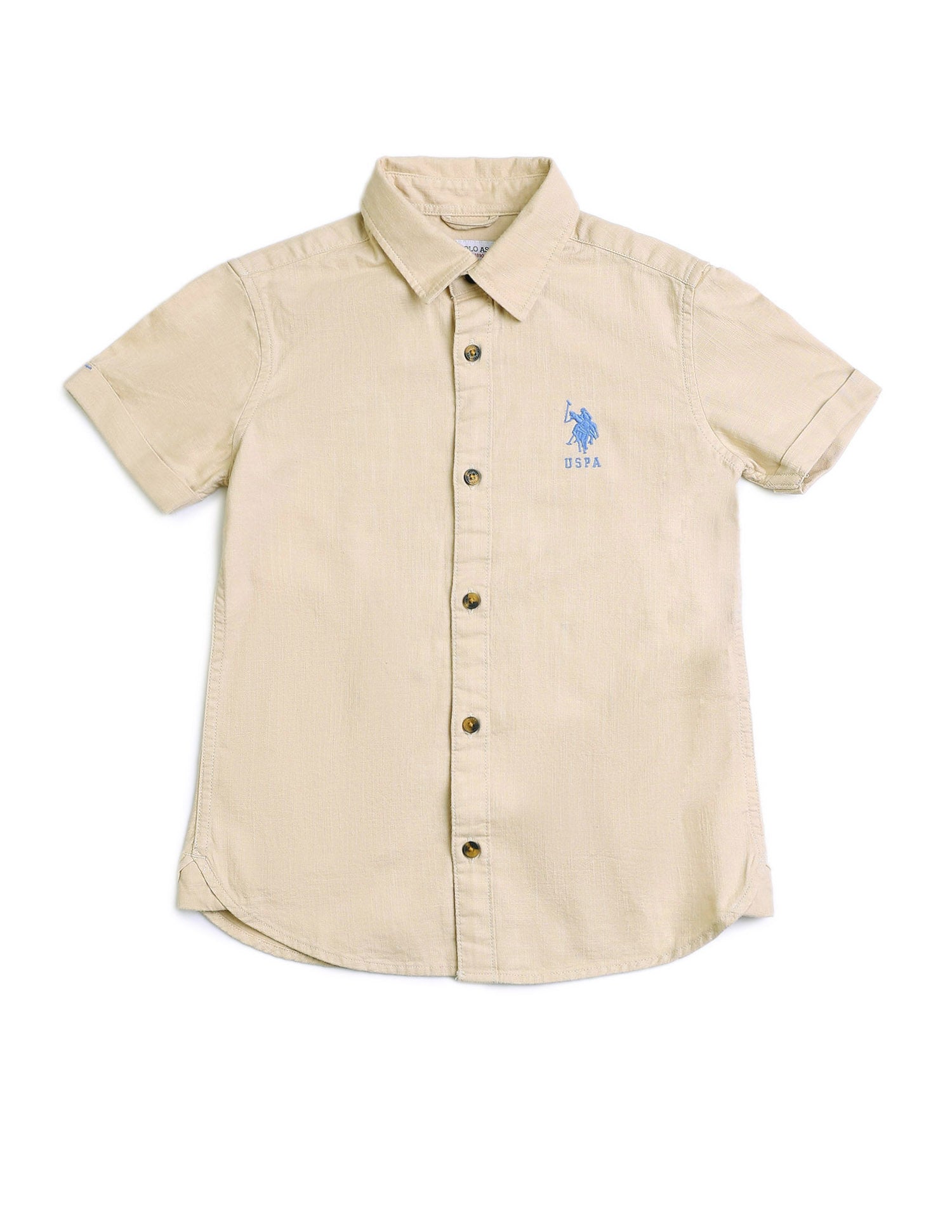 Boys Graphic Printed Regular Fit Shirt Beige - U.S. POLO ASSN. | Large