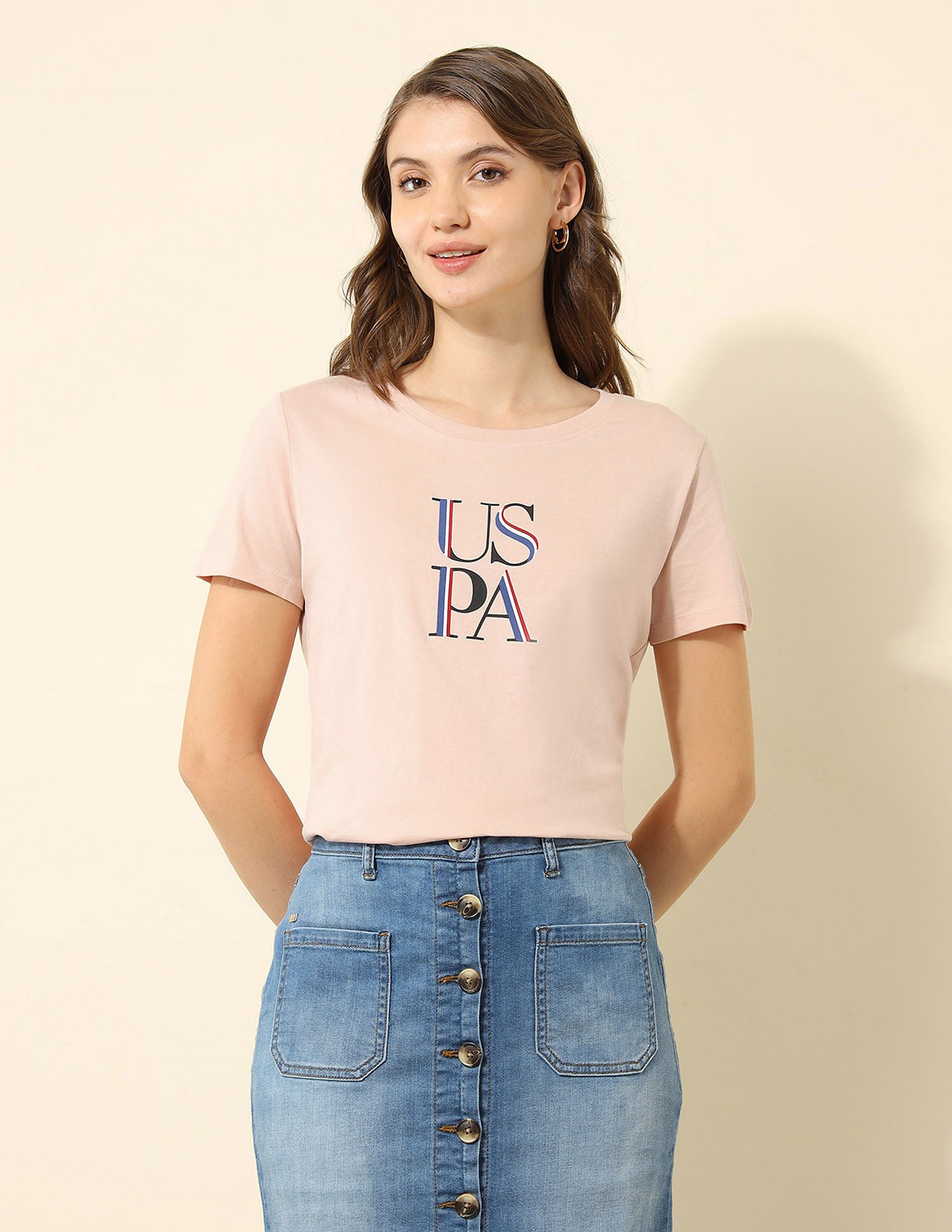 Regular Fit Brand Printed T-shirt Light Pink - U.S. POLO ASSN. | Large