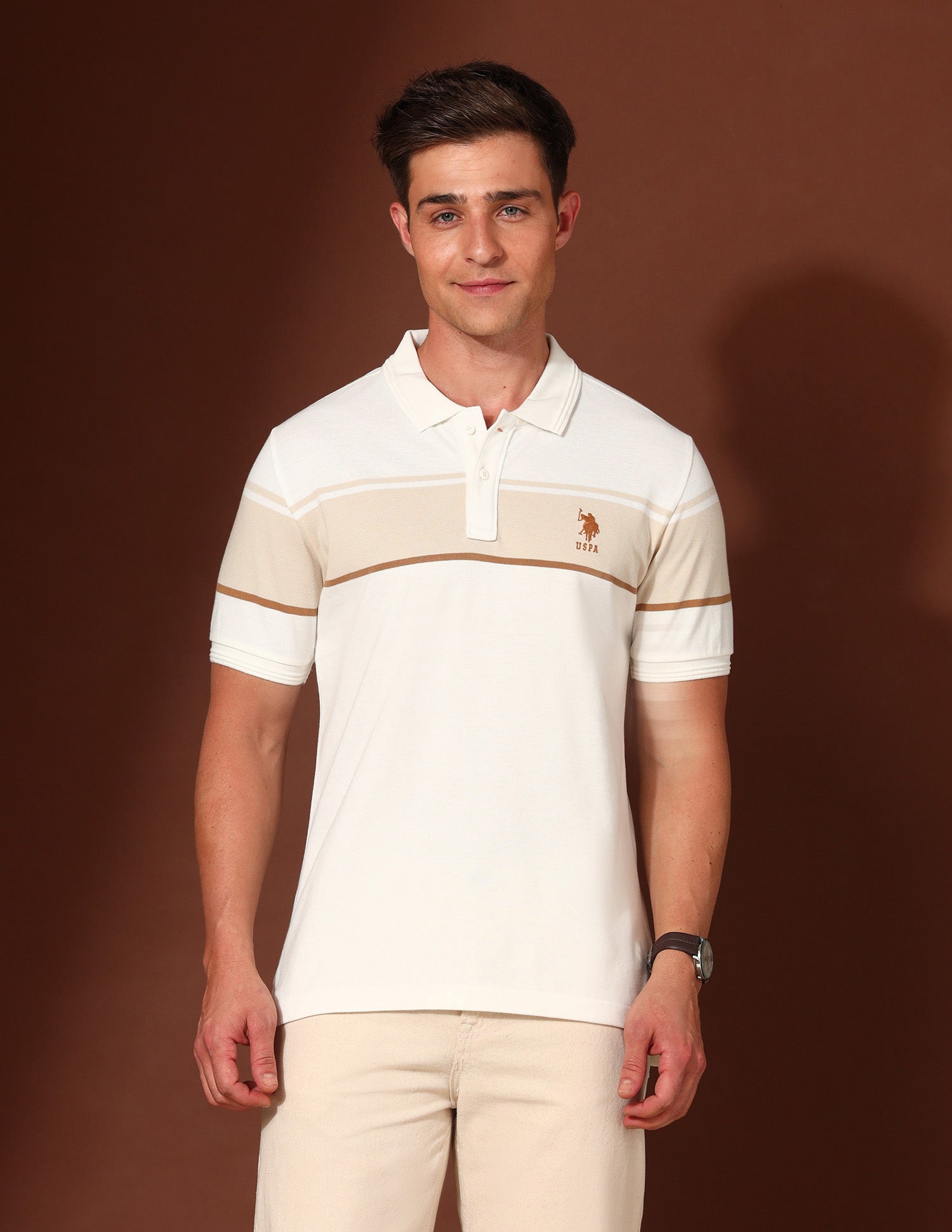 Colourblocked Working Holiday Polo Shirt Off White - U.S. Polo Assn. India | Large
