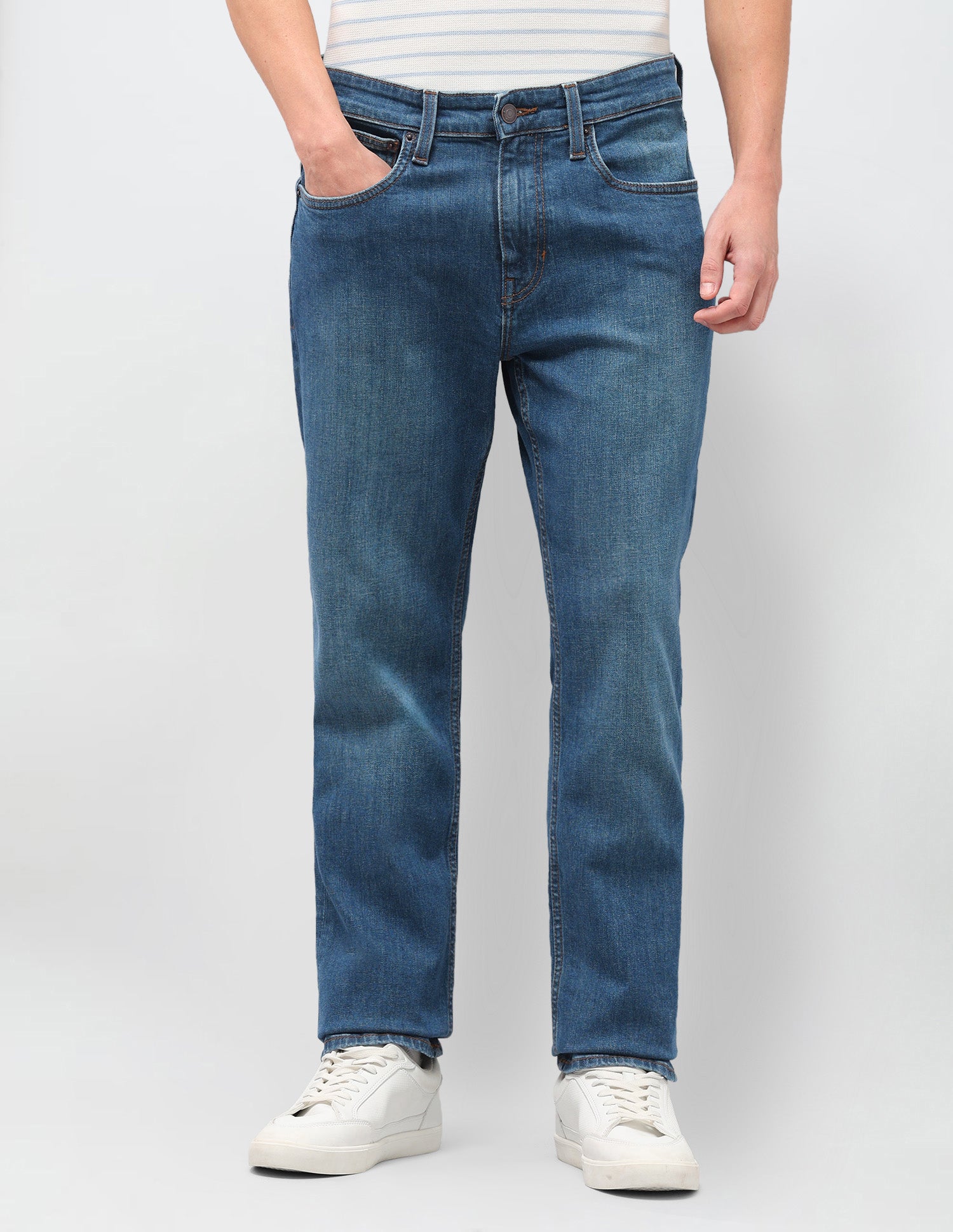 Harold Slim Straight Fit Blue Jeans Med Blue - U.S. Polo Assn. India | Large
