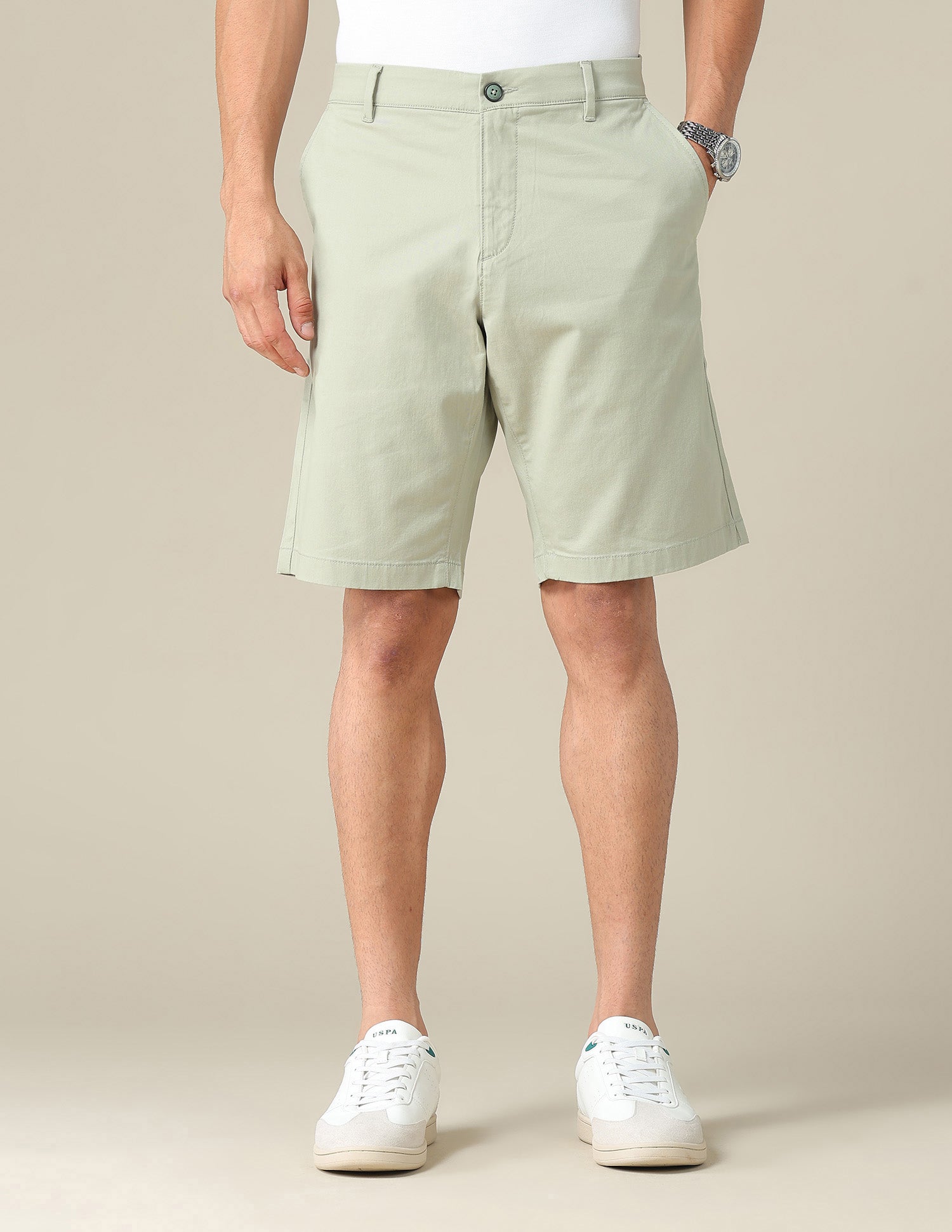 Solid Slim Fit Shorts Sage - U.S. POLO ASSN. | Large