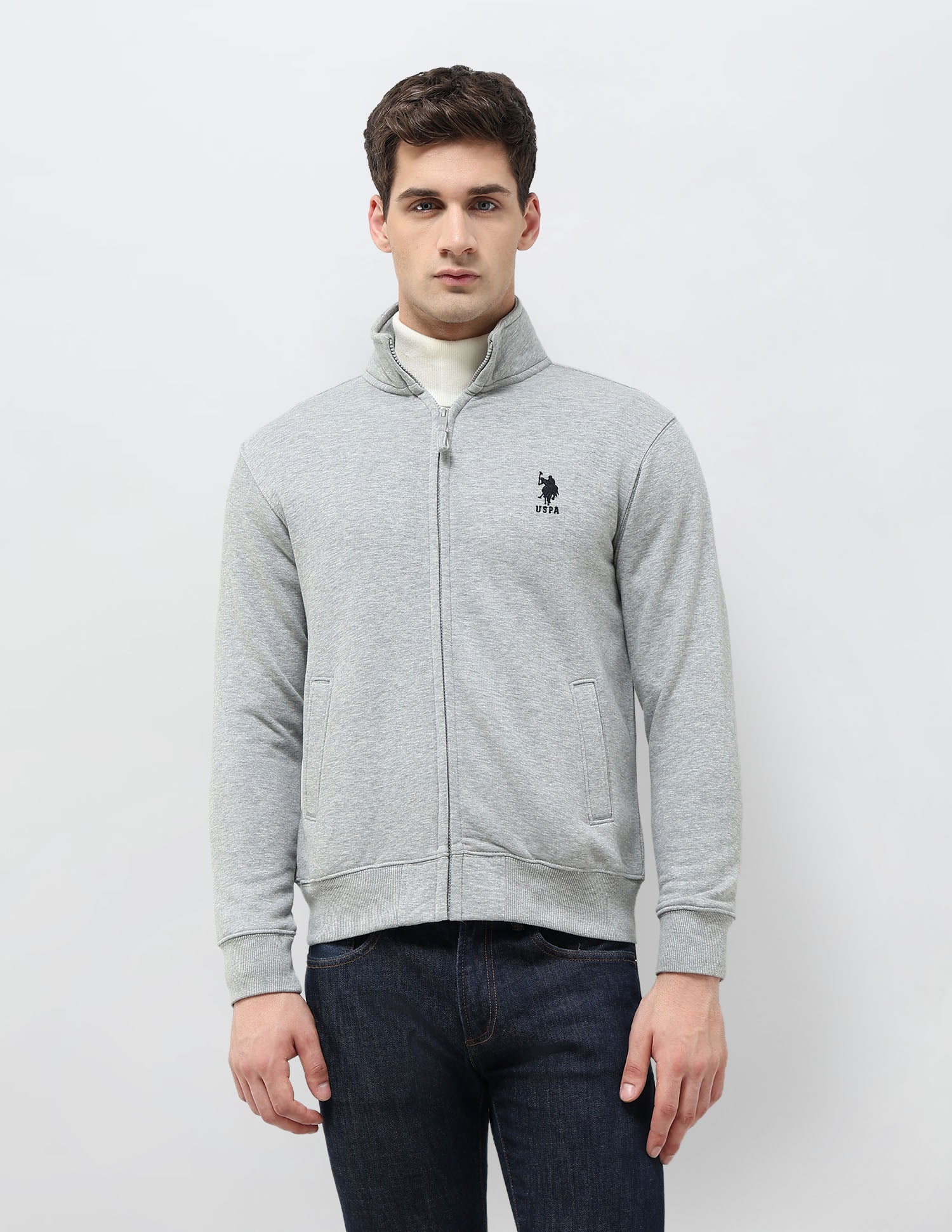 Heathered Regular Fit Sweatshirt Grey - U.S. POLO ASSN. | Large